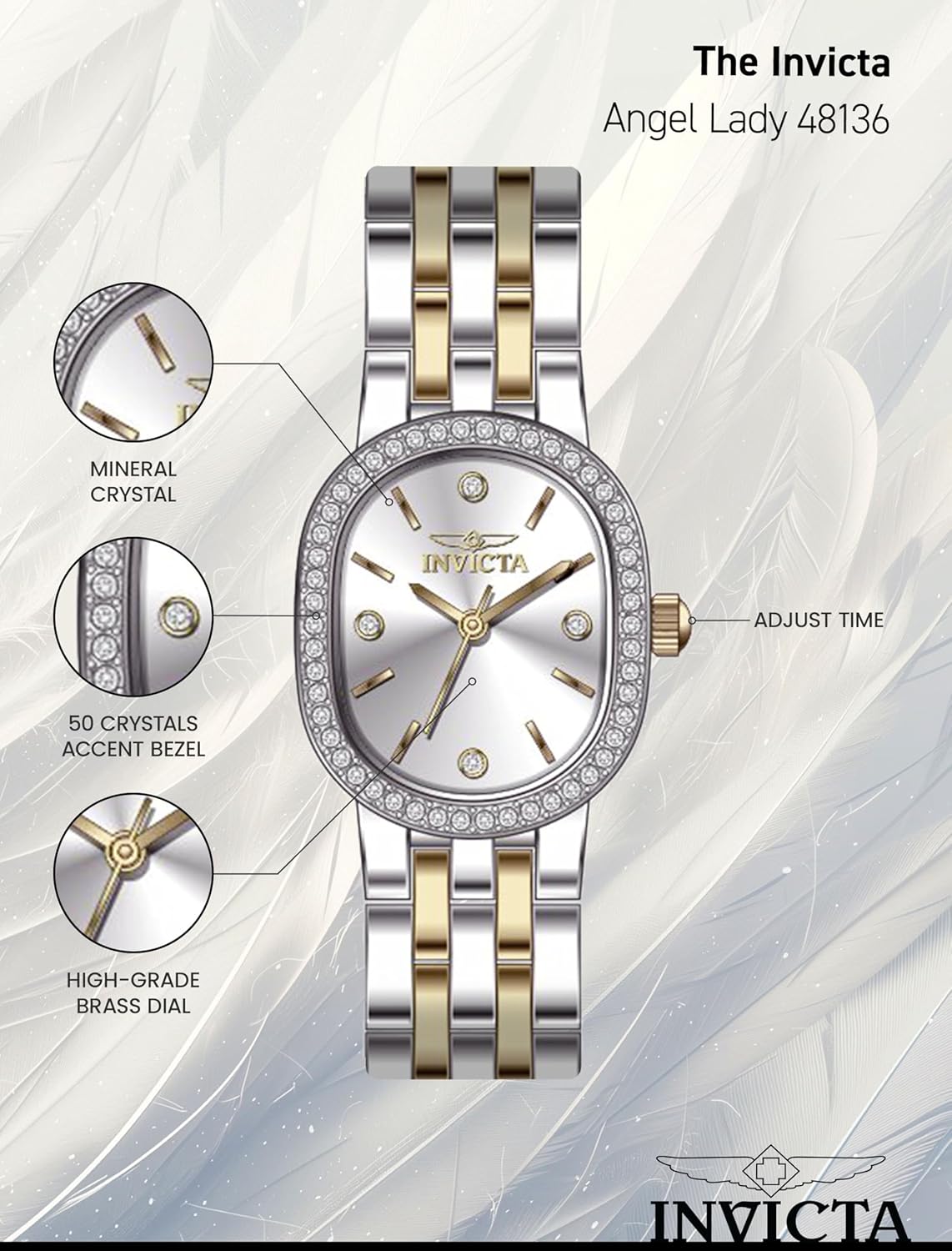 Thumbnail 3 de Invicta Angel 48136 pour femme — montre à quartz en acier inoxydable, boîtier 20 mm