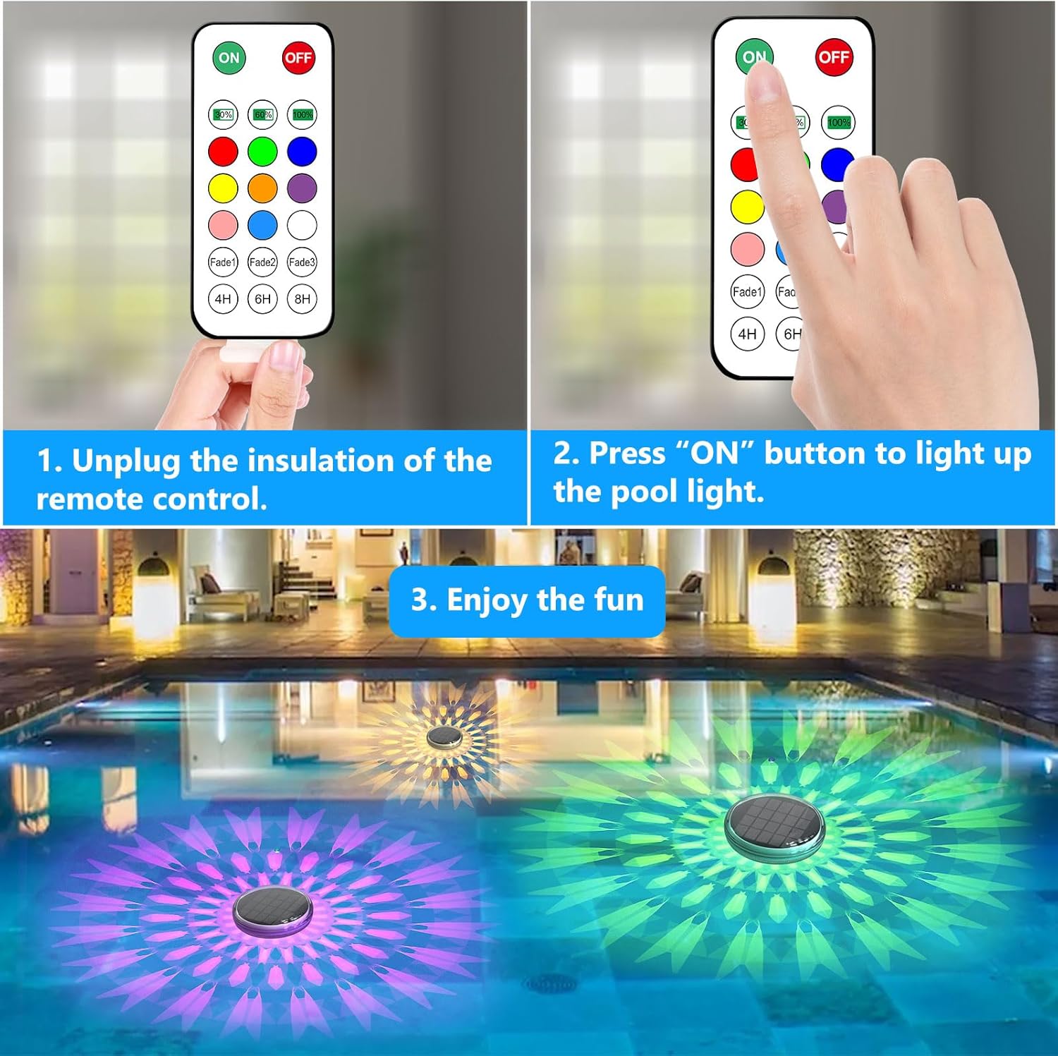 Thumbnail 6 de Kitloo Solar Floating Pool Lights 2 Pack