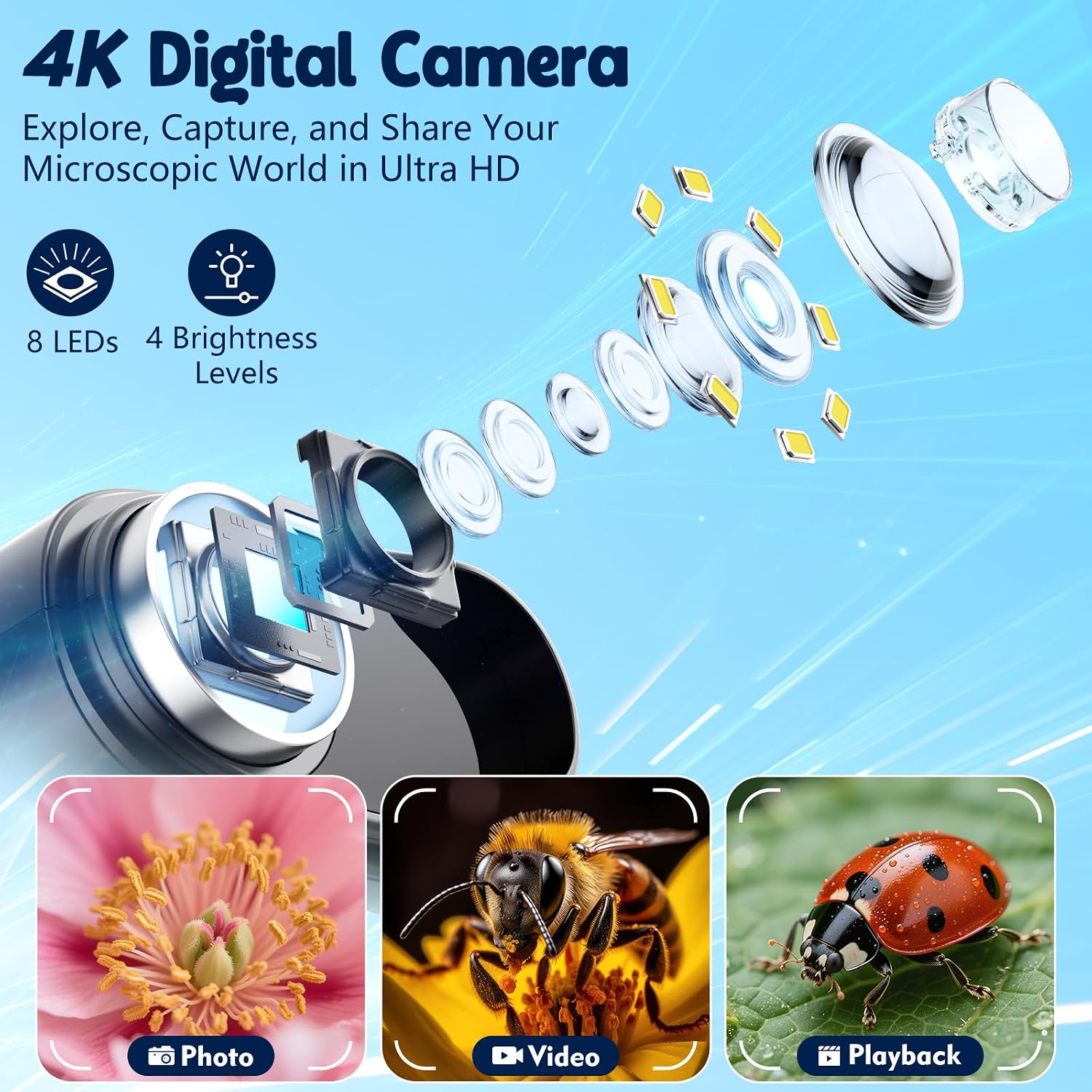 Thumbnail 2 de Odatay 1000X Handheld Microscope 2.4" Screen
