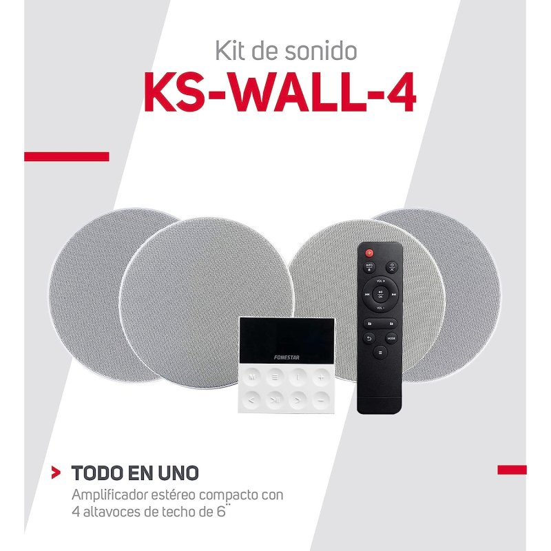 Thumbnail 1 de Fonstar KS-WALL 4 Kit: amplificador de pared y 4 altavoces de techo