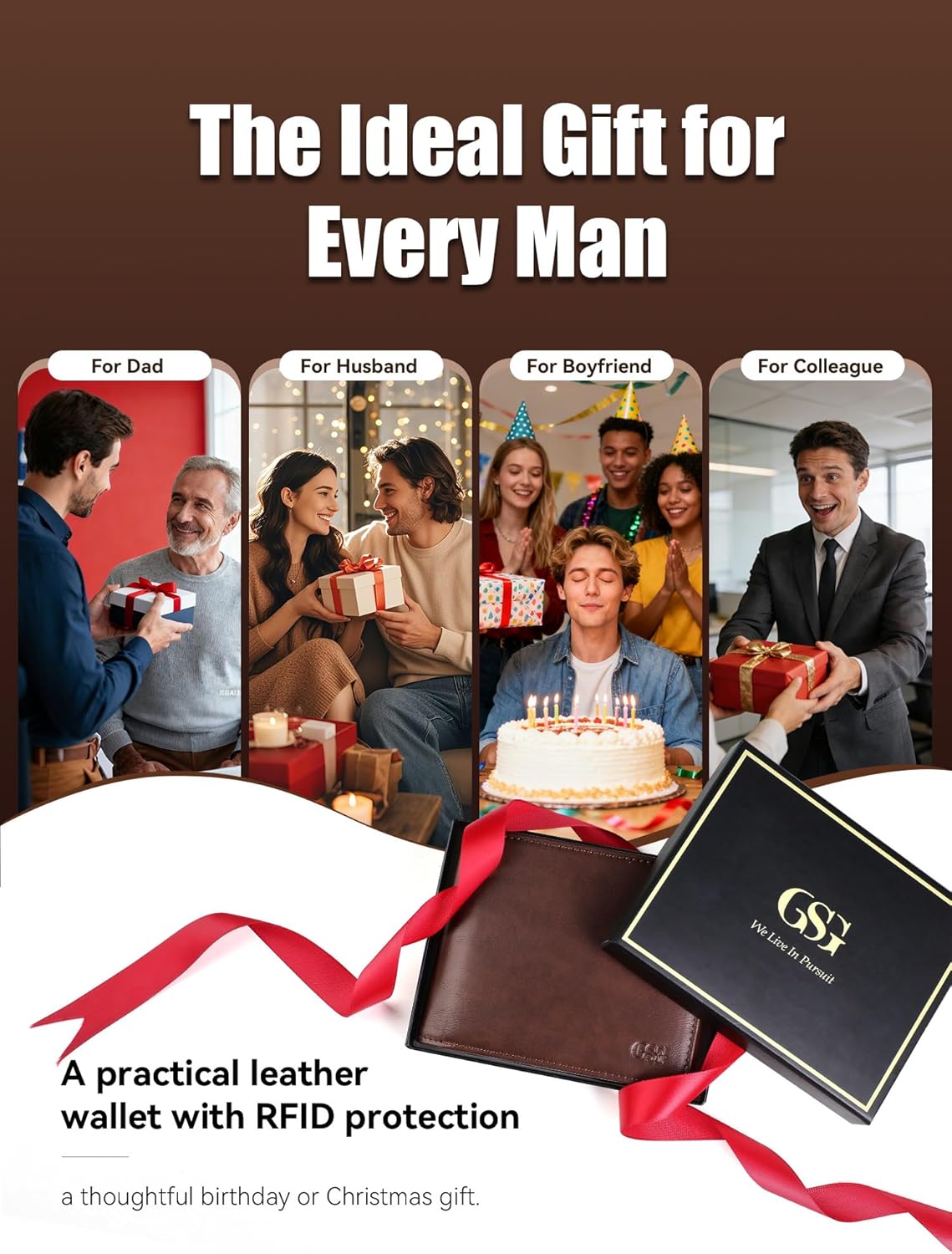 Thumbnail 6 de GSG SINCE 1998 Mens Leather Wallet with Coin Pocket – RFID Blocking, 17 Card Slots, 2 ID Windows