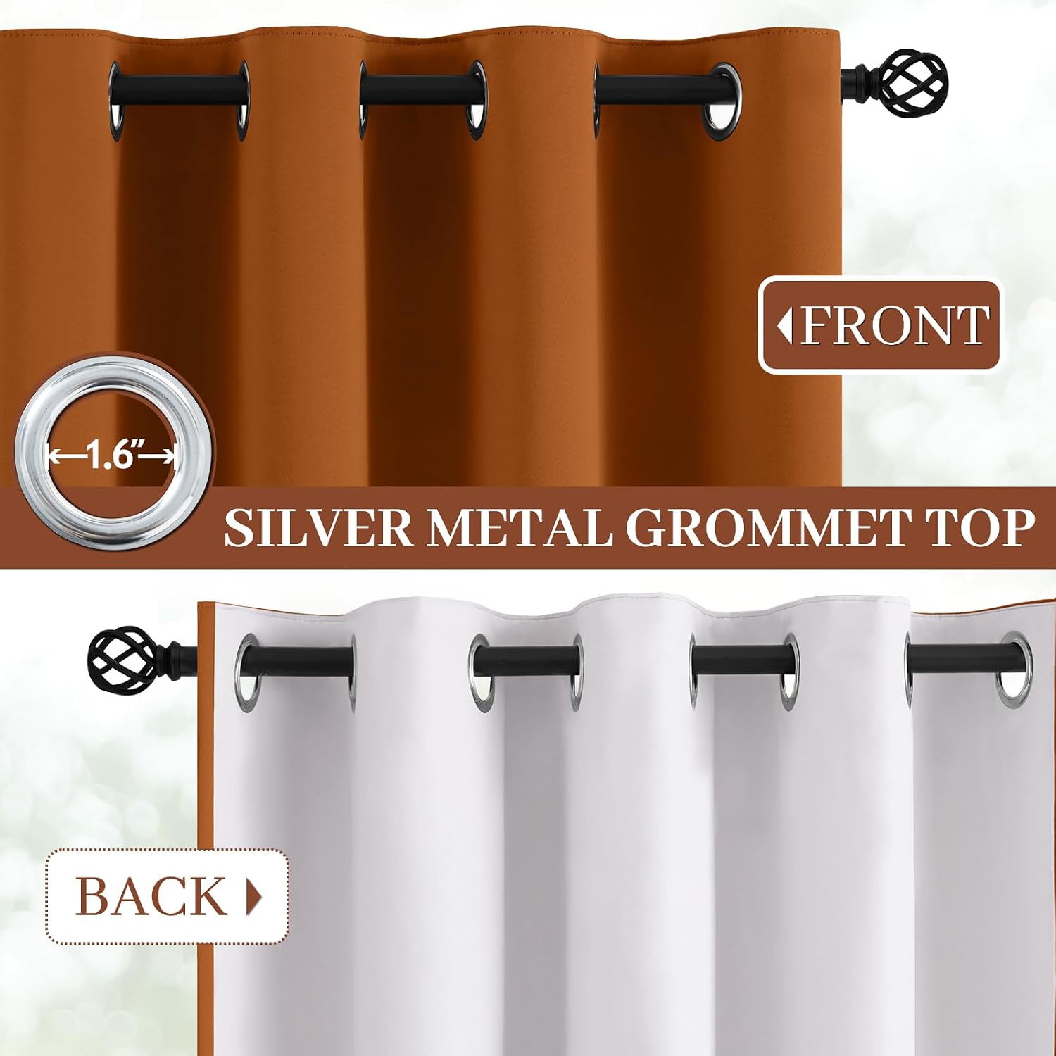 Detalle de Yakamok Room Darkening 100% Blackout Curtains (Set of 2) 52" x 84" with Grommets