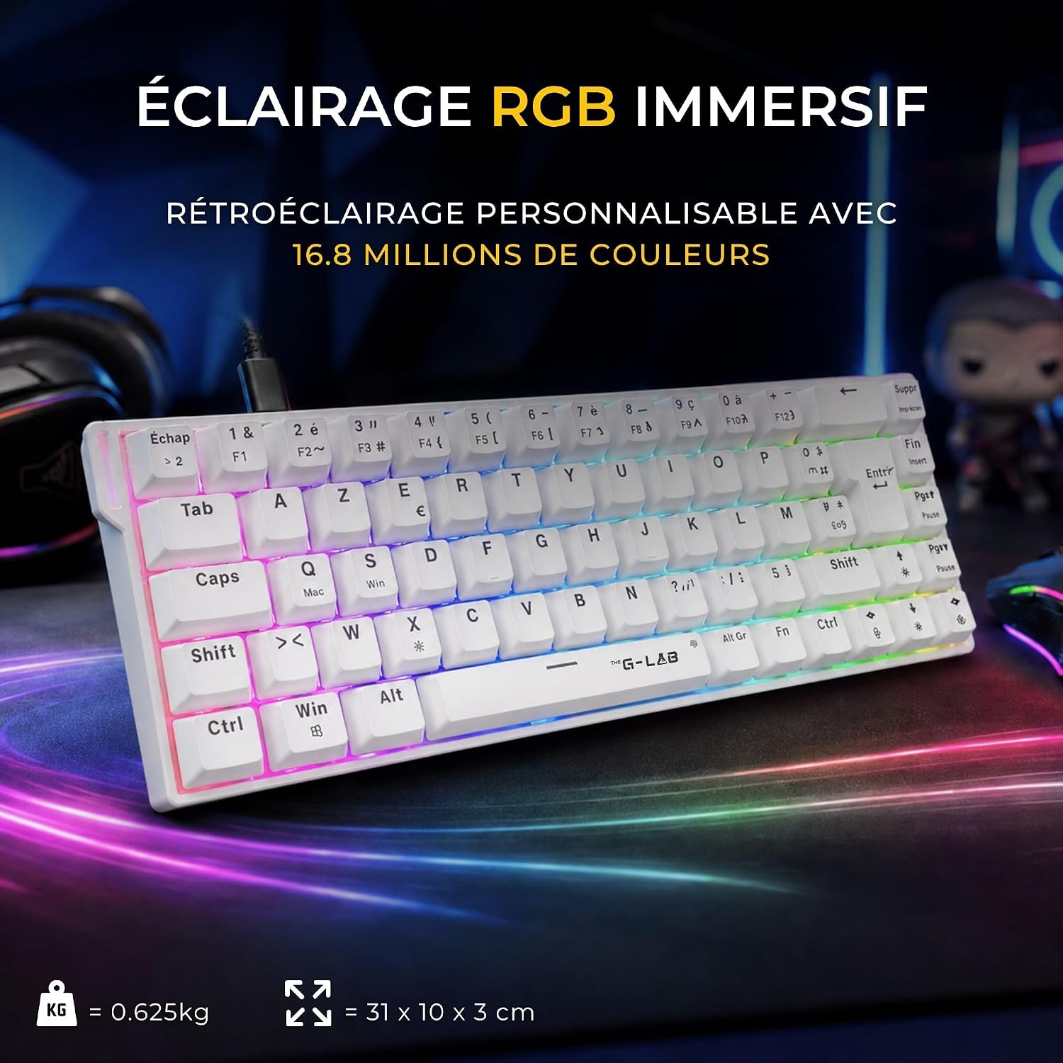 Thumbnail 6 de THE G-LAB KEYZ-TITAN-HE-W/FR – biała klawiatura magnetyczna 65% Hot Swap