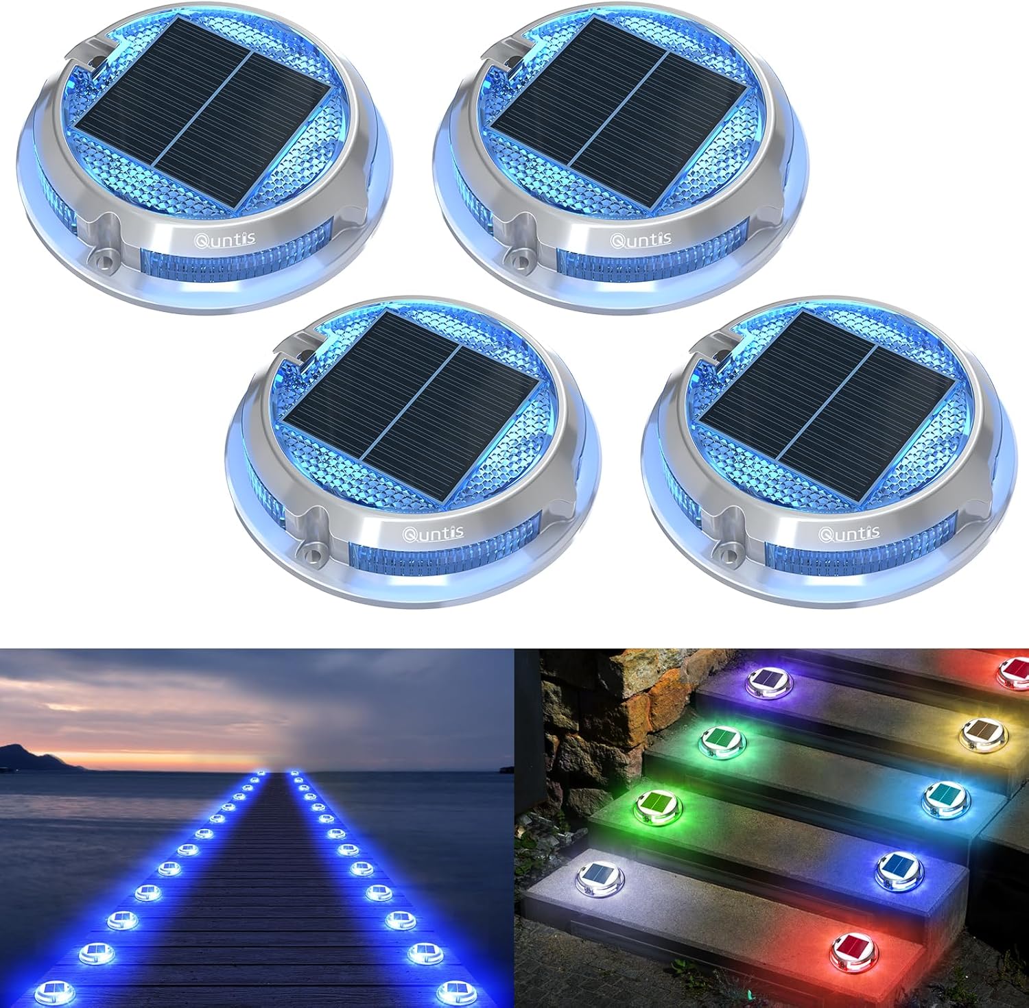 Thumbnail 6 de Quntis Luci Solari Esterno Giardino a 8 LED IP68 – Segnapasso LED Solare Bianco Freddo/Caldo (4 Pezzi)