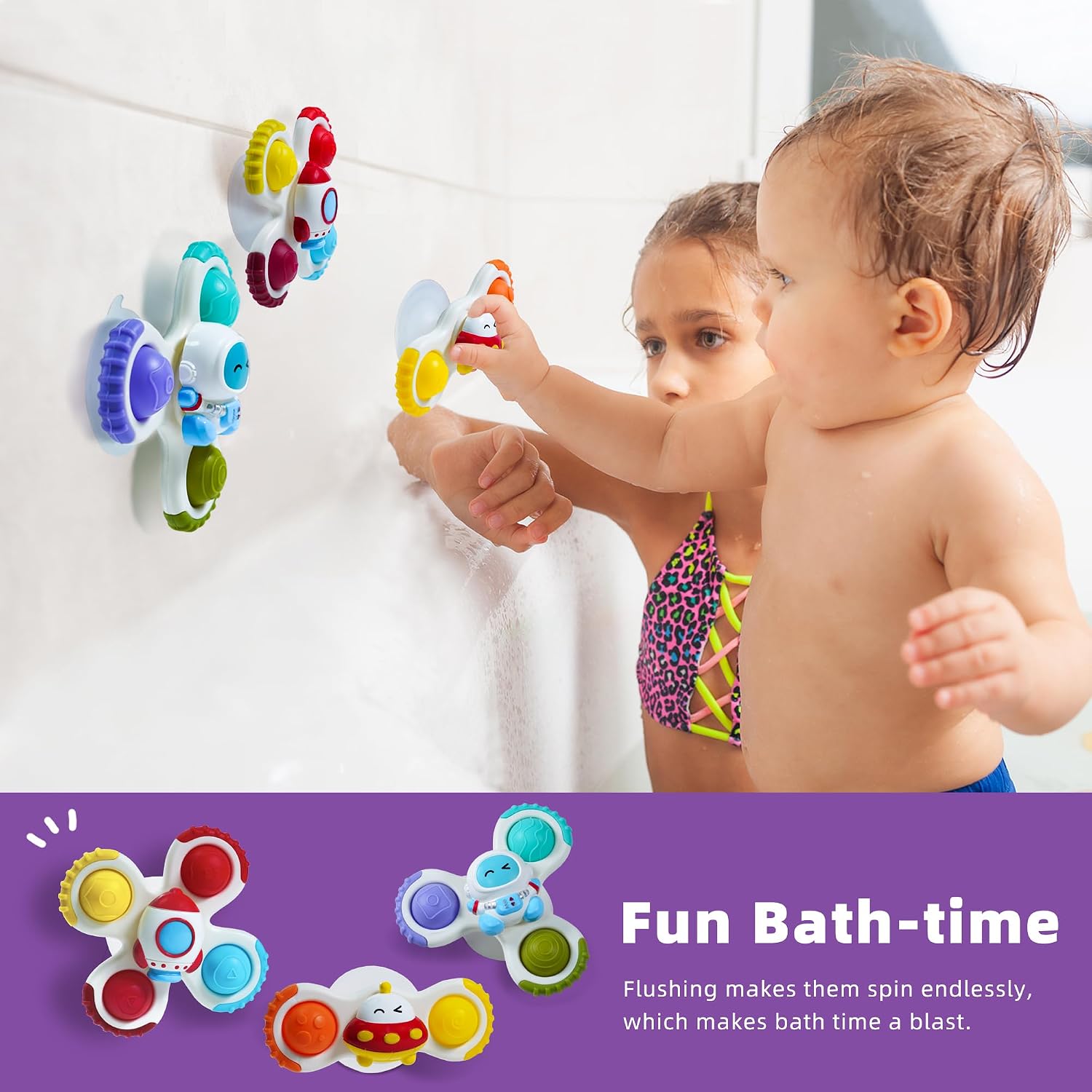 Detalle 1 de LiKee Suction Cup Fidget Spinner Toy for Toddlers, Multicolour
