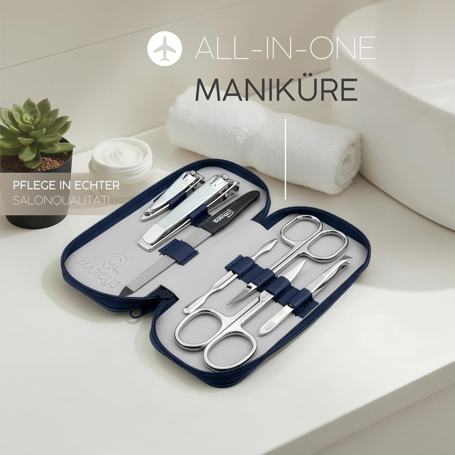 Thumbnail 1 de Maniküre Set Solingen von marQus – 7-teiliges Nagelset inkl. Lederetui aus echtem Leder