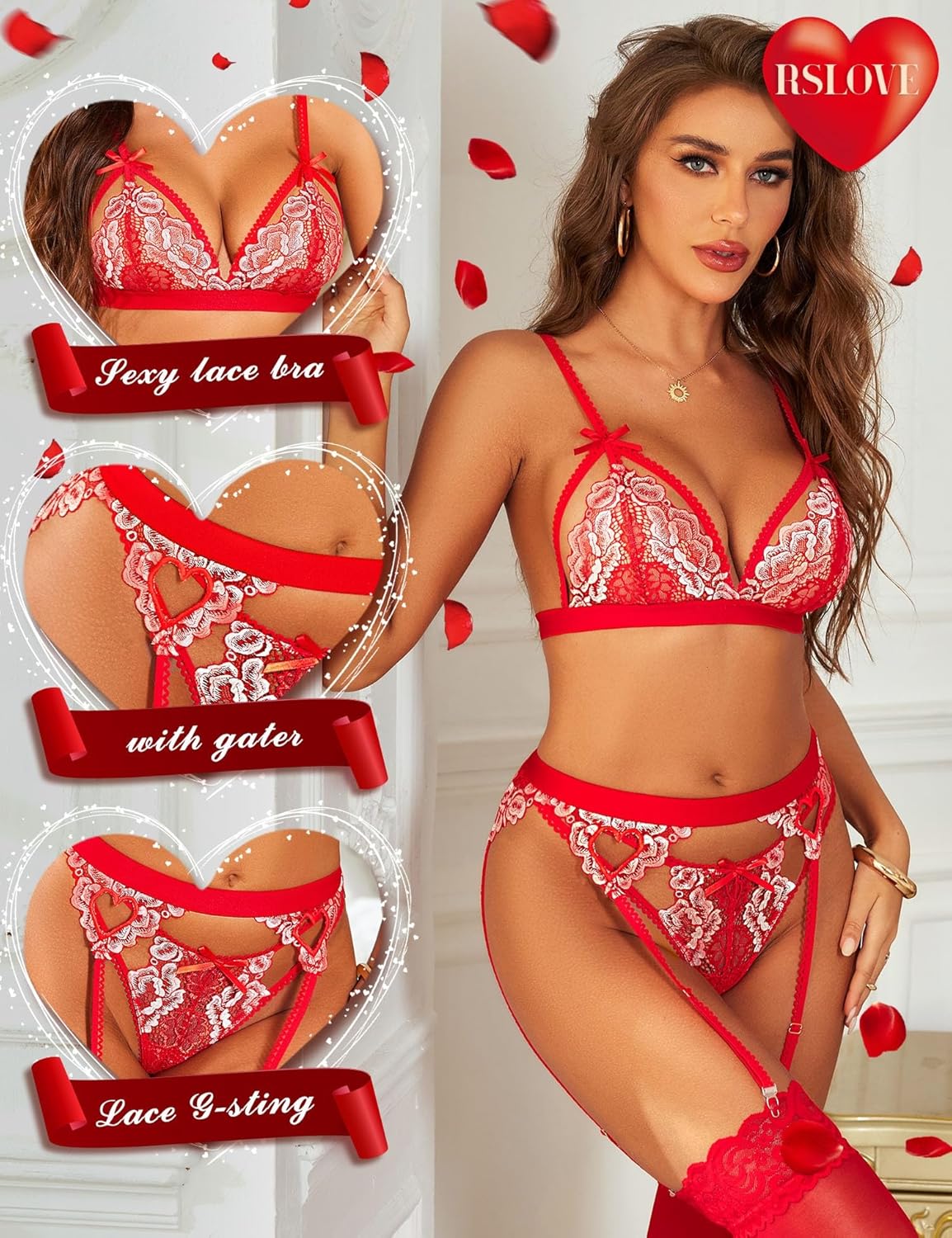 Thumbnail 2 de RSLOVE Women Lace Garter Lingerie Set