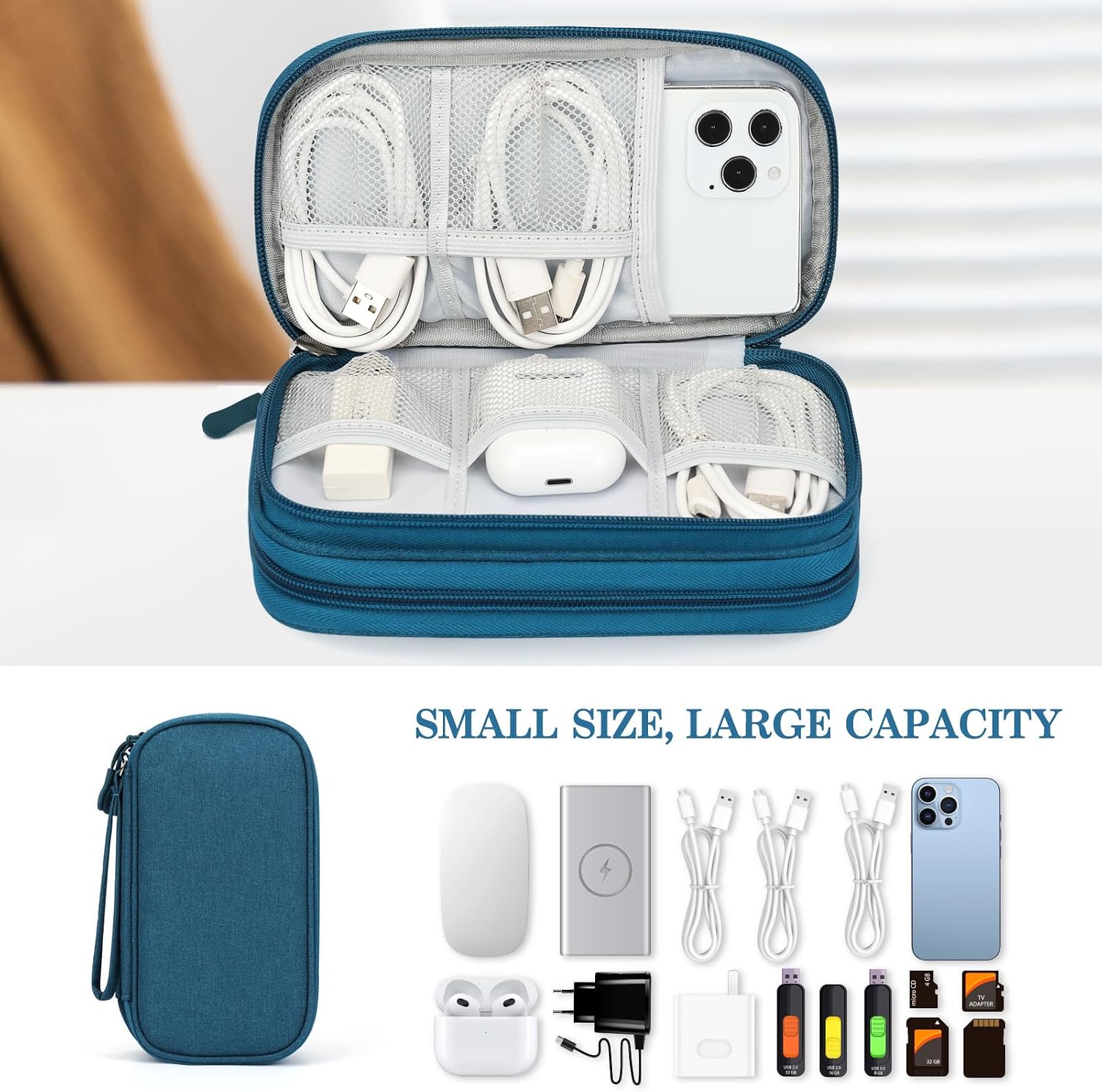 Detalle 2 de FYY Electronics organiser bag, double-layer 19cm