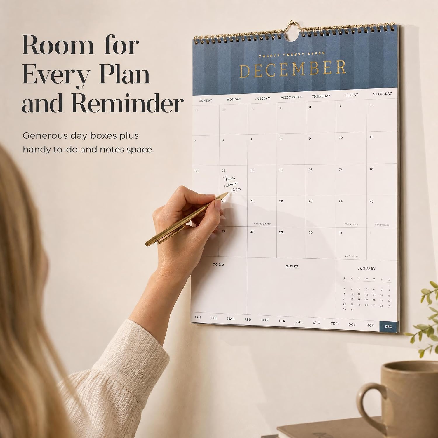 Detalle de ZICOTO 2026–2027 Wall Calendar, June 2026–December 2027, Striped Design