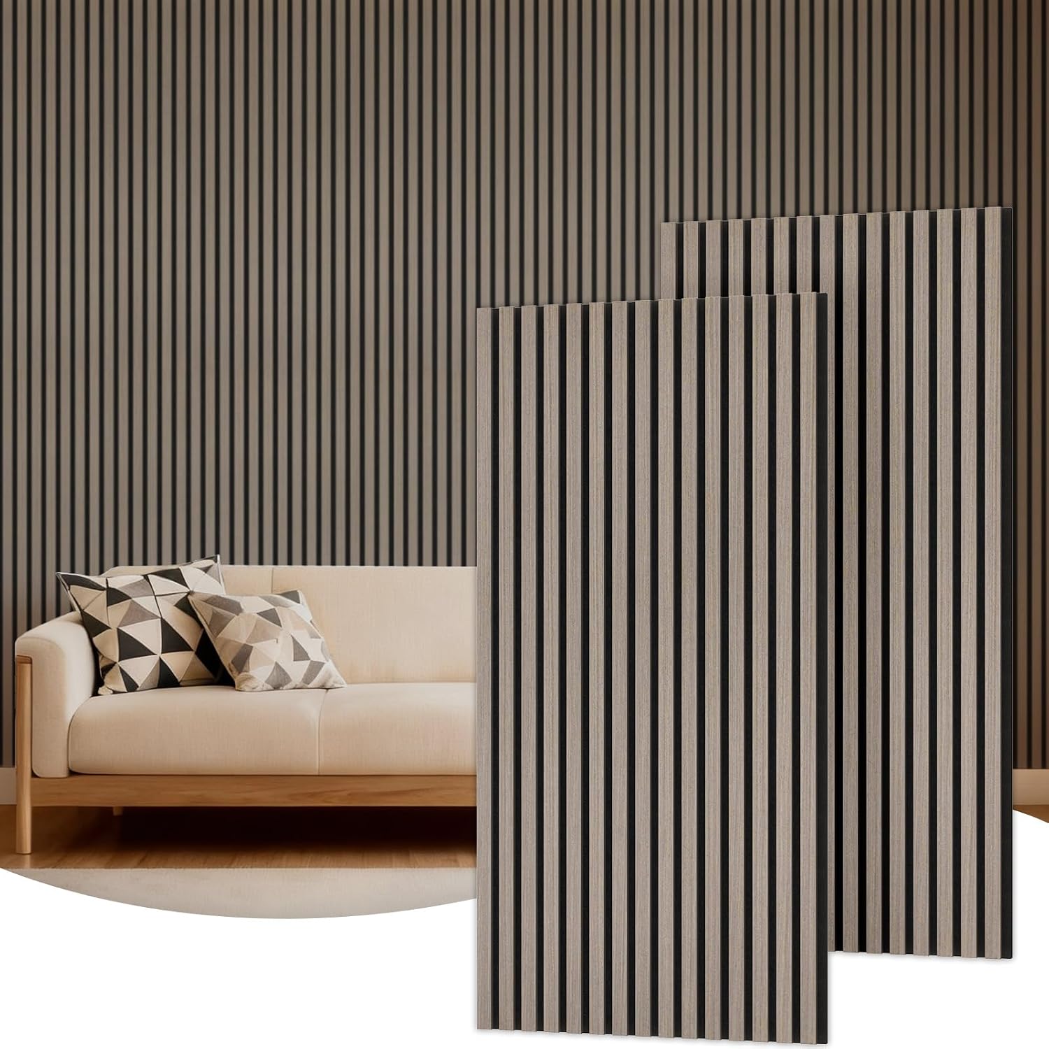 Detalle de TONOR Akustikpaneele Holz – 2er Set 120 x 60 cm, 1,44 m² Wandpaneele mit Holzfurnier