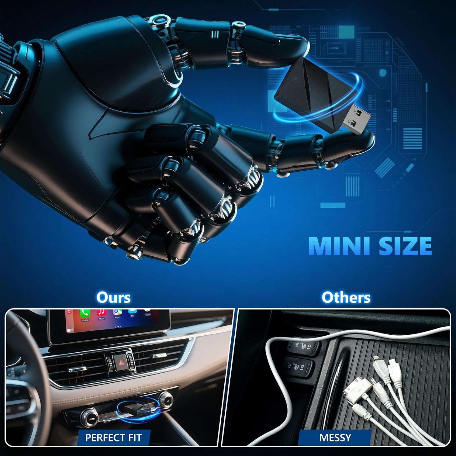 Thumbnail 3 de AOUQEE 2-in-1 Wireless CarPlay & Android Auto Adapter (USB-Dongle, kabellose Verbindung)