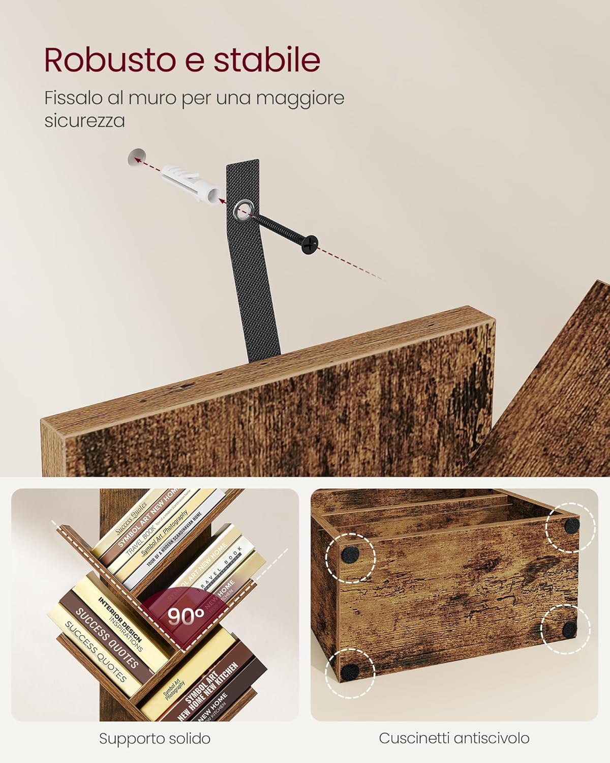 Thumbnail 6 de VASAGLE CUSTOS LBC607KD01 libreria autoportante da pavimento in stile “albero”, 2 scomparti aperti