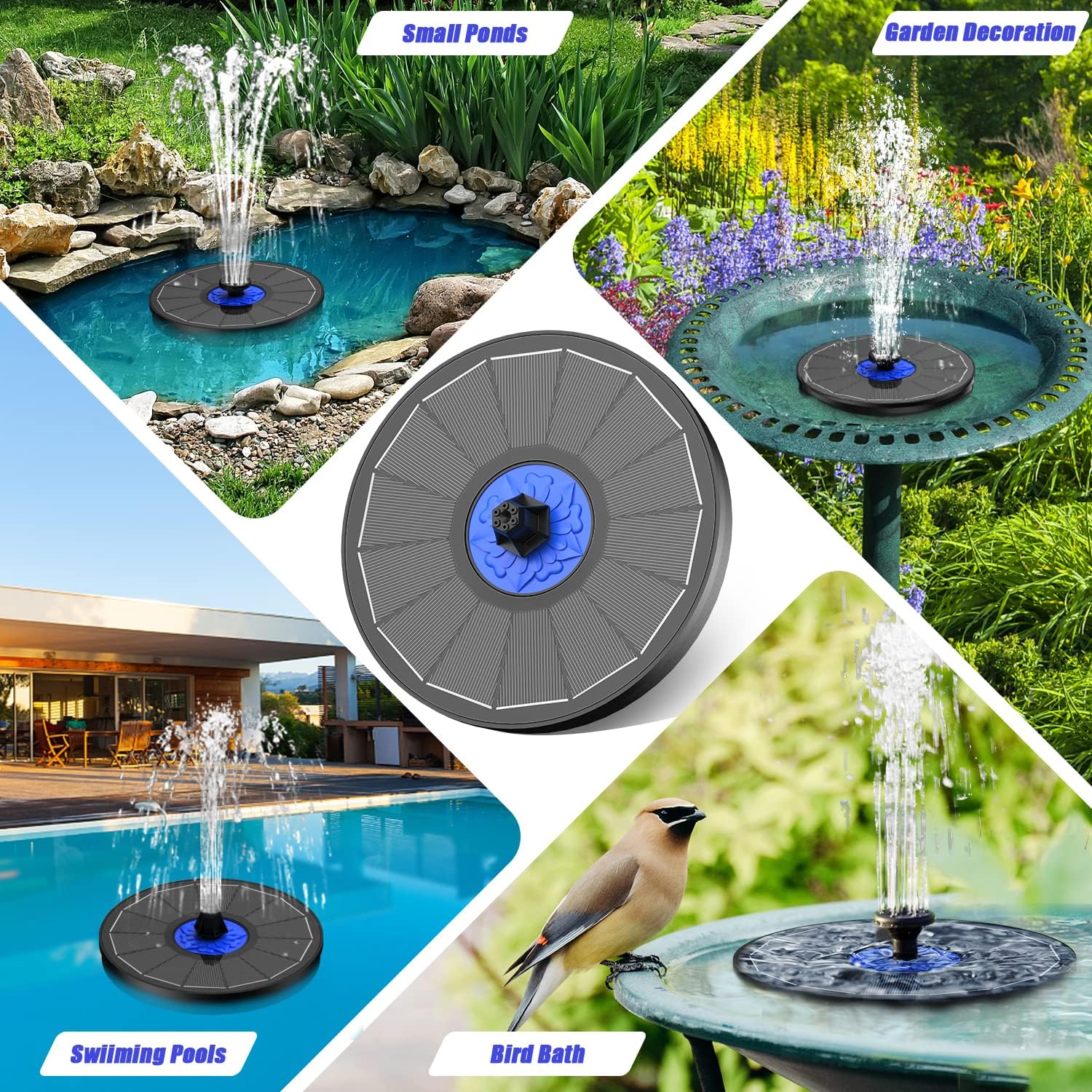Thumbnail 5 de SZMP Solar Fountain Upgrade: 3.5W Solar-Powered Bird Bath Fountain with 7 nozzles