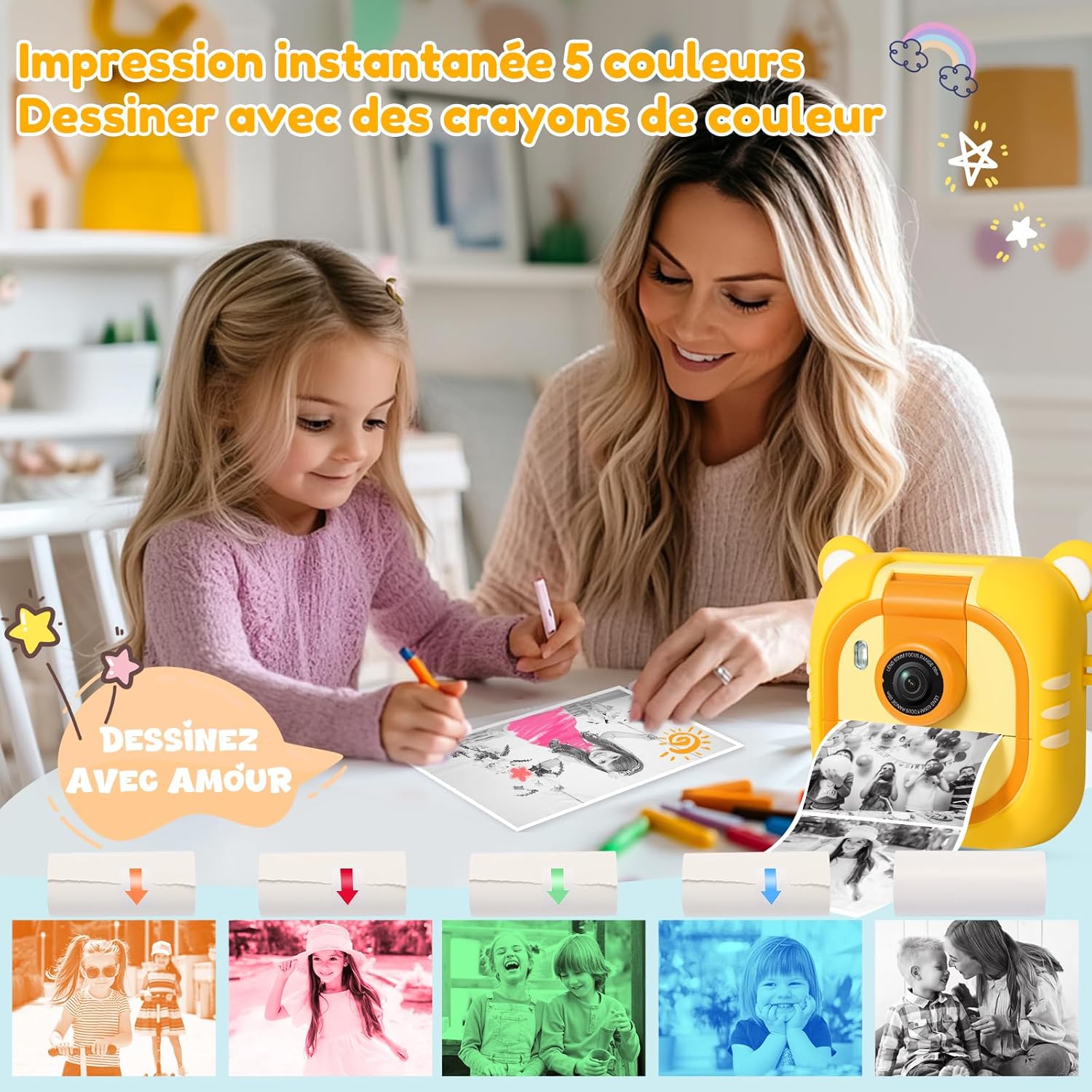Thumbnail 4 de ARNSSIEN Appareil photo instantané enfant M2 – imprimez vite, objectif rotatif 180°