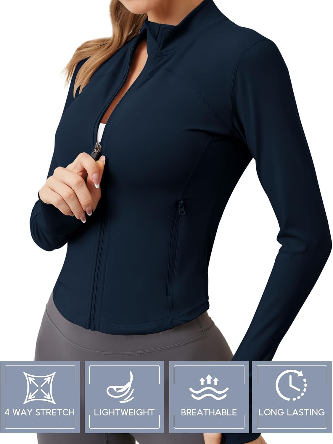 Detalle 2 de Sportjacke für Damen mit Daumenloch
