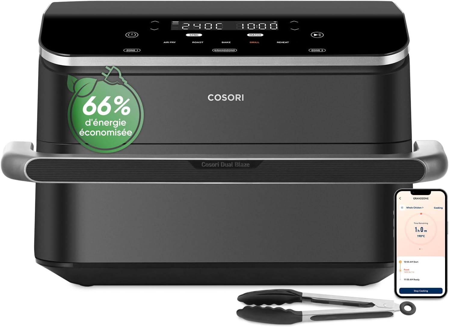 Detalle de COSORI Air Fryer 10L Twinfry – Friteuse sans huile double zone et 5 en 1
