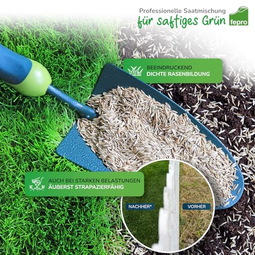 Detalle de Fepro Rasensamen 10 kg – Sport und Spiel, schnell keimend, tiefgrün, ideal für Neuansaat und Nachsaat