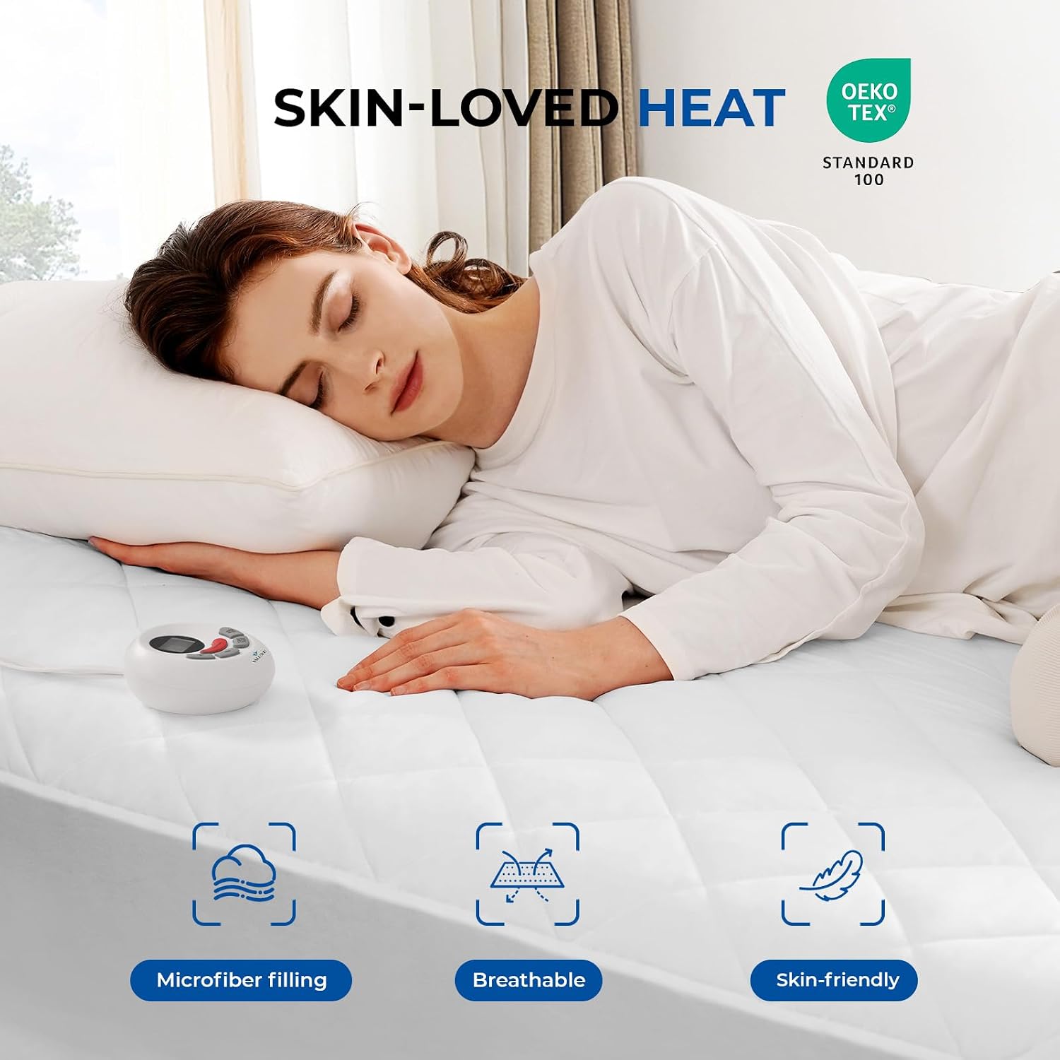 Detalle de VALUXE King Heated Mattress Pad, Quilted, 12 Heat Settings