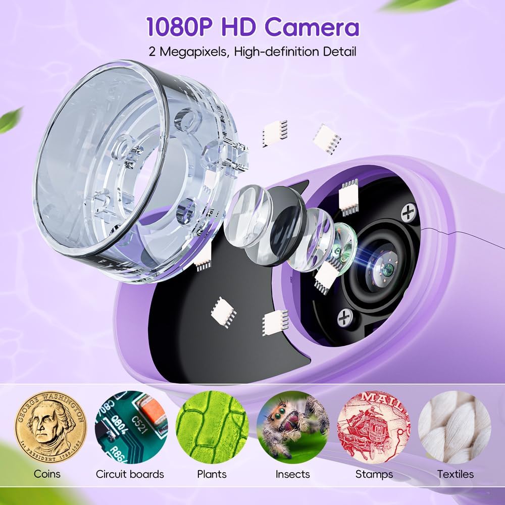 Thumbnail 1 de Microscope numérique enfant 1000X Temodu 2.0 (écran 2 pouces, 8 LED) — idéal dès 3 ans