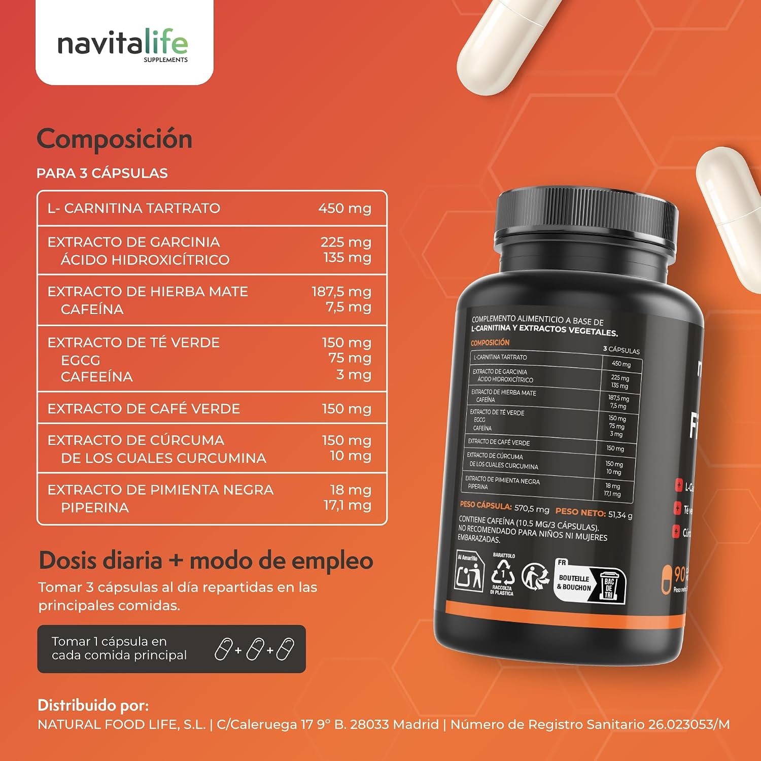 Detalle 2 de 🔥 Quemagrasas potente con L-Carnitina Carnipure® - 90 cápsulas