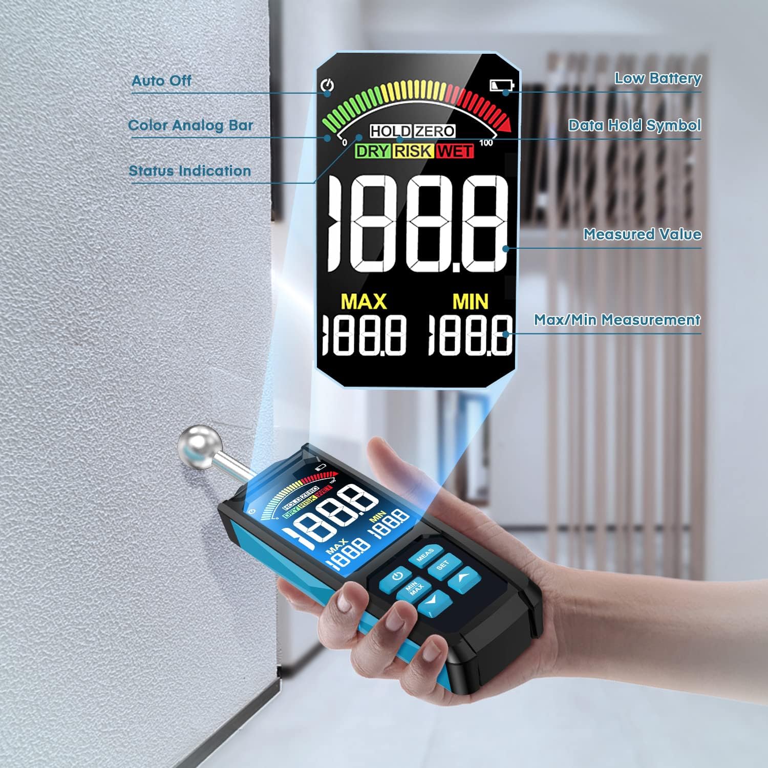 Thumbnail 2 de DURFIST Medidor de Humedad con Pantalla Color y Bolsa 🧴