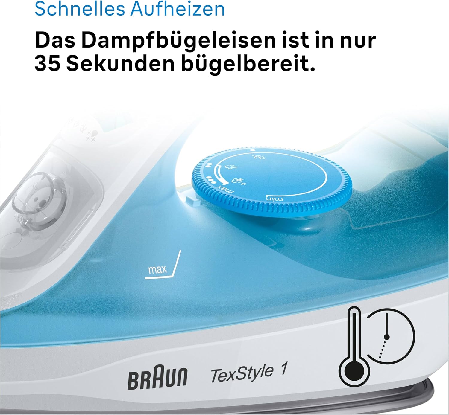 Thumbnail 4 de Braun TexStyle 1 Dampfbügeleisen SI 1050BL – 2000 W, SuperCeramic Bügelsohle, Vertikaldampf, 220 ml