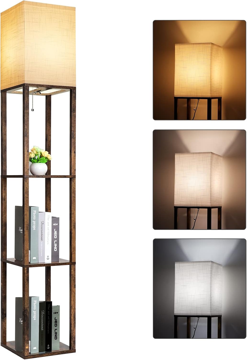 Detalle de RUNTOP Floor Lamp with Shelves, 63-Inch