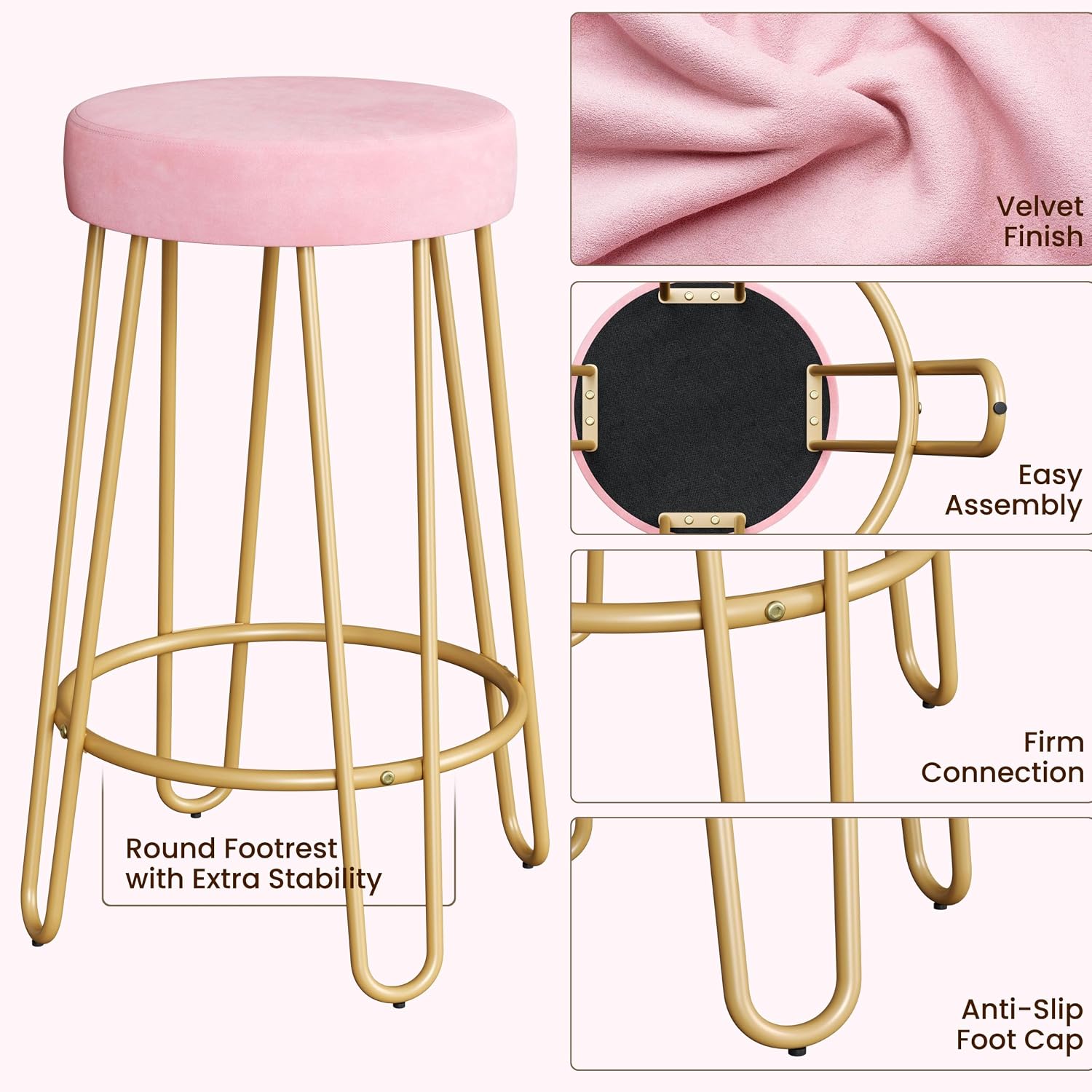 Detalle de Yaheetech Counter Stools with 26.5-Inch Seats