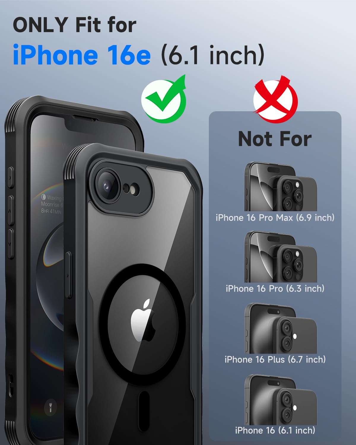 Thumbnail 6 de Seacosmo Magnetic Case for iPhone 17e / 16e with Privacy Screen and 9H Glass — Full-Body Shockproof Case