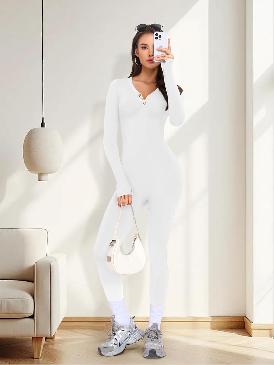 Thumbnail 6 de VUTRU Damen Sport Jumpsuit Lang – Enganliegender Yoga-Body mit verstecktem Reißverschluss