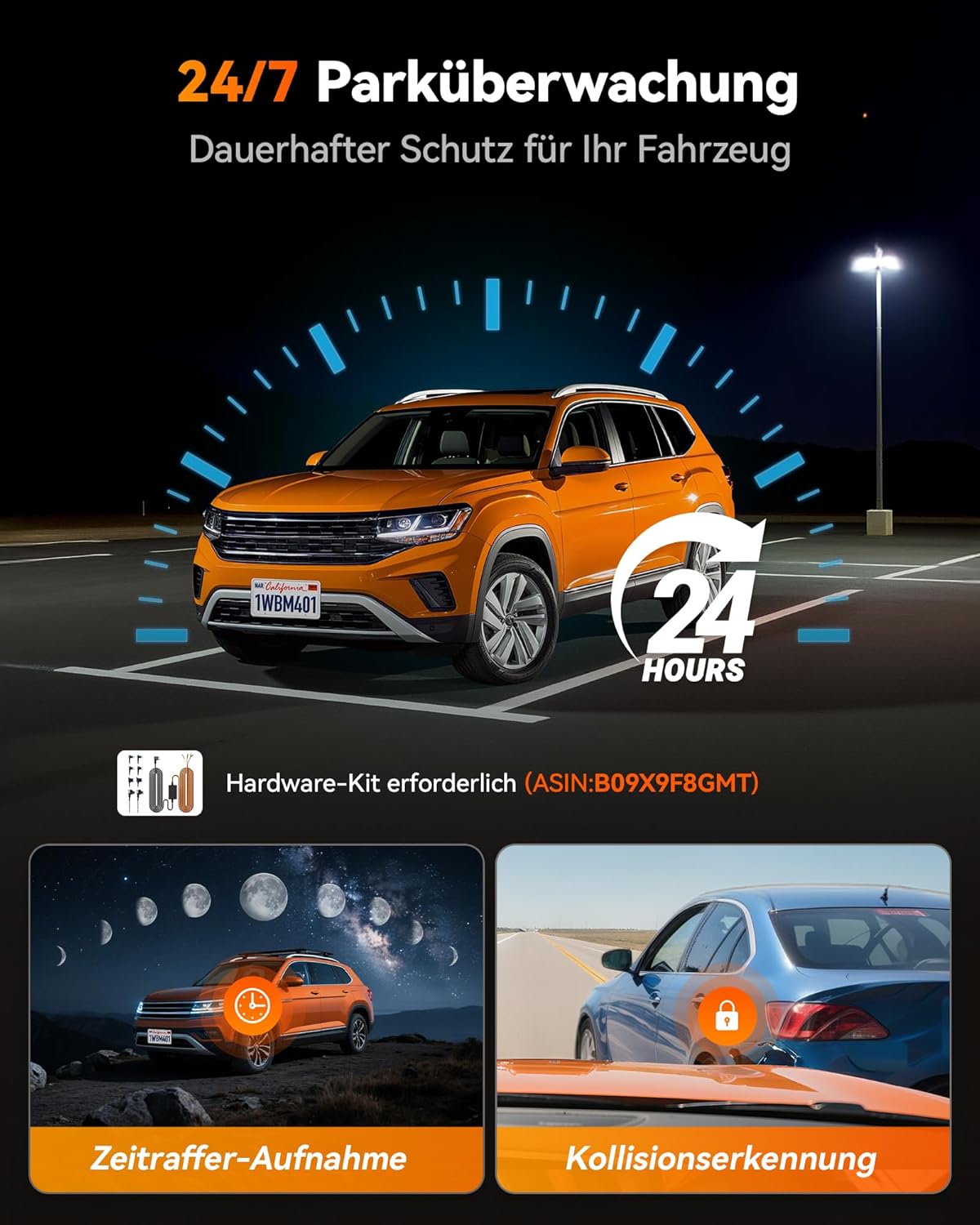 Thumbnail 6 de WOLFBOX M40 10" Rückfahrkamera-Spiegel mit 4K-Vorderkamera, 1080P-Rückkamera, ADAS/BSD, Sprachsteuerung, Wi‑Fi & GPS