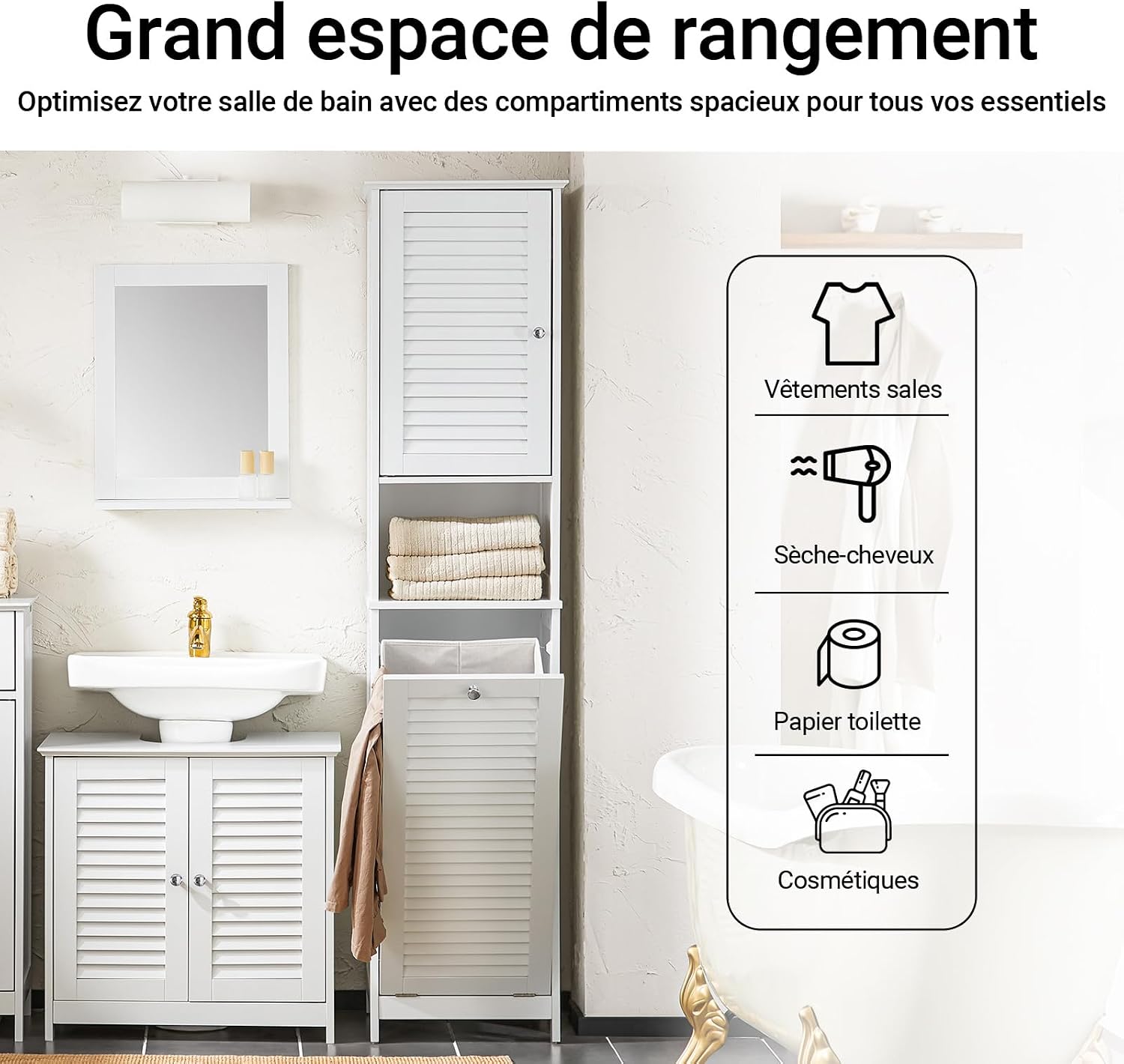 Detalle 2 de SoBuy BZR124-W colonne 40x170 cm blanc