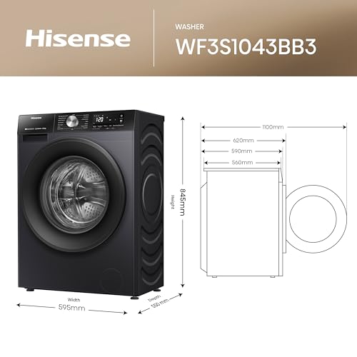 Thumbnail 2 de Hisense 3S WiFi Series WF3S1043BB3 10.5kg Front Load Washing Machine