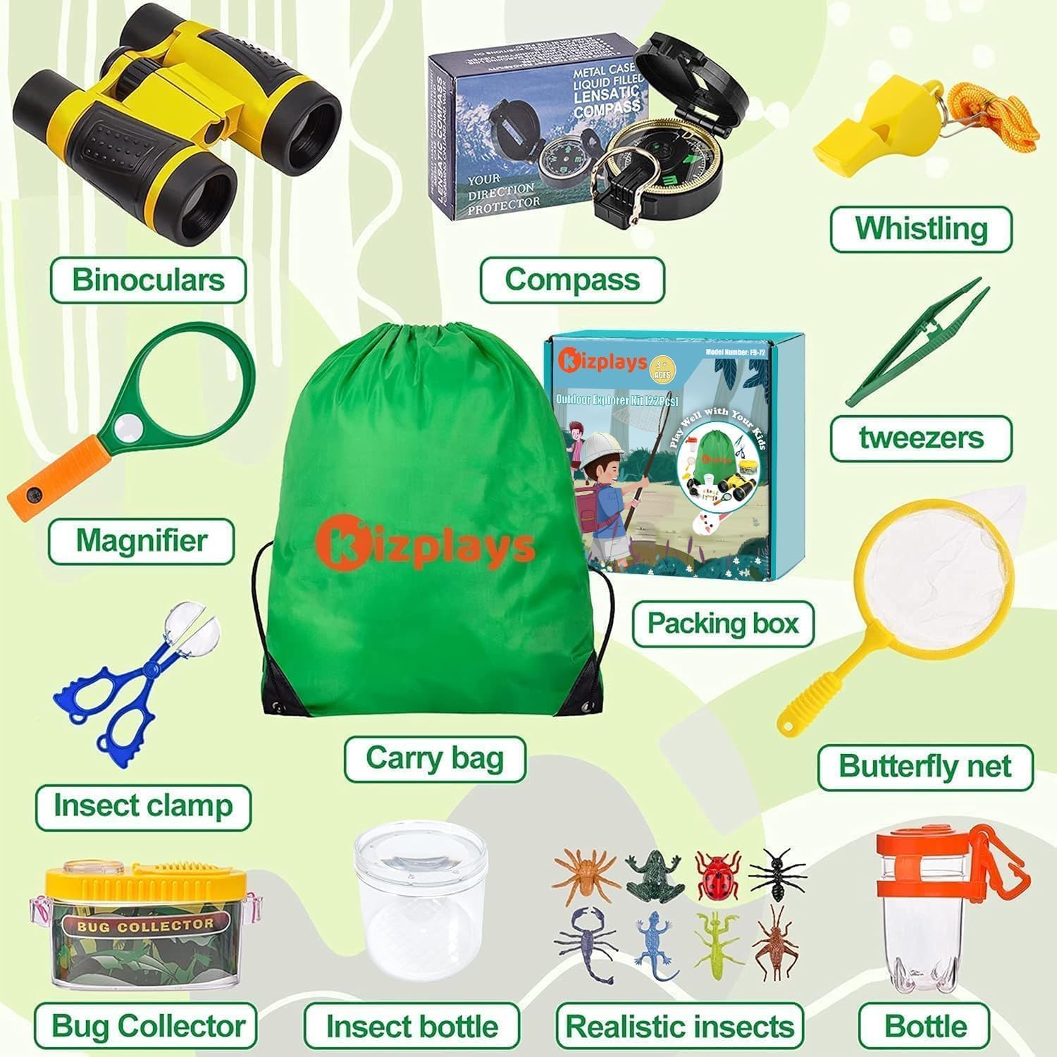 Detalle de Ensemble Explorateur Extérieur – Jumelles 4x30 et Kit de Découverte pour Enfants (22 Pièces)
