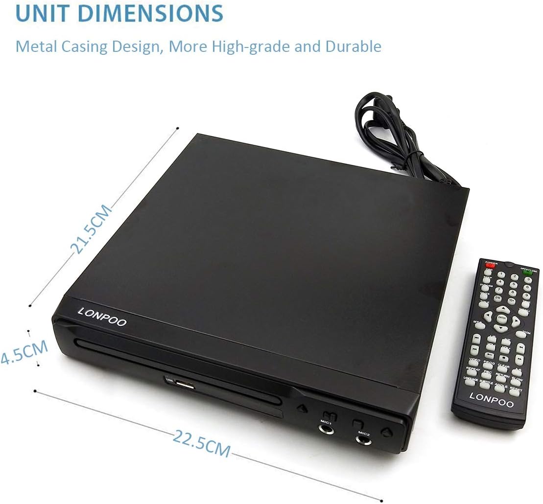 Detalle de Lettore DVD per TV LP-077 con uscita HDMI e SCART, ingresso USB e porta MIC (cavo HDMI/AV inclusi)