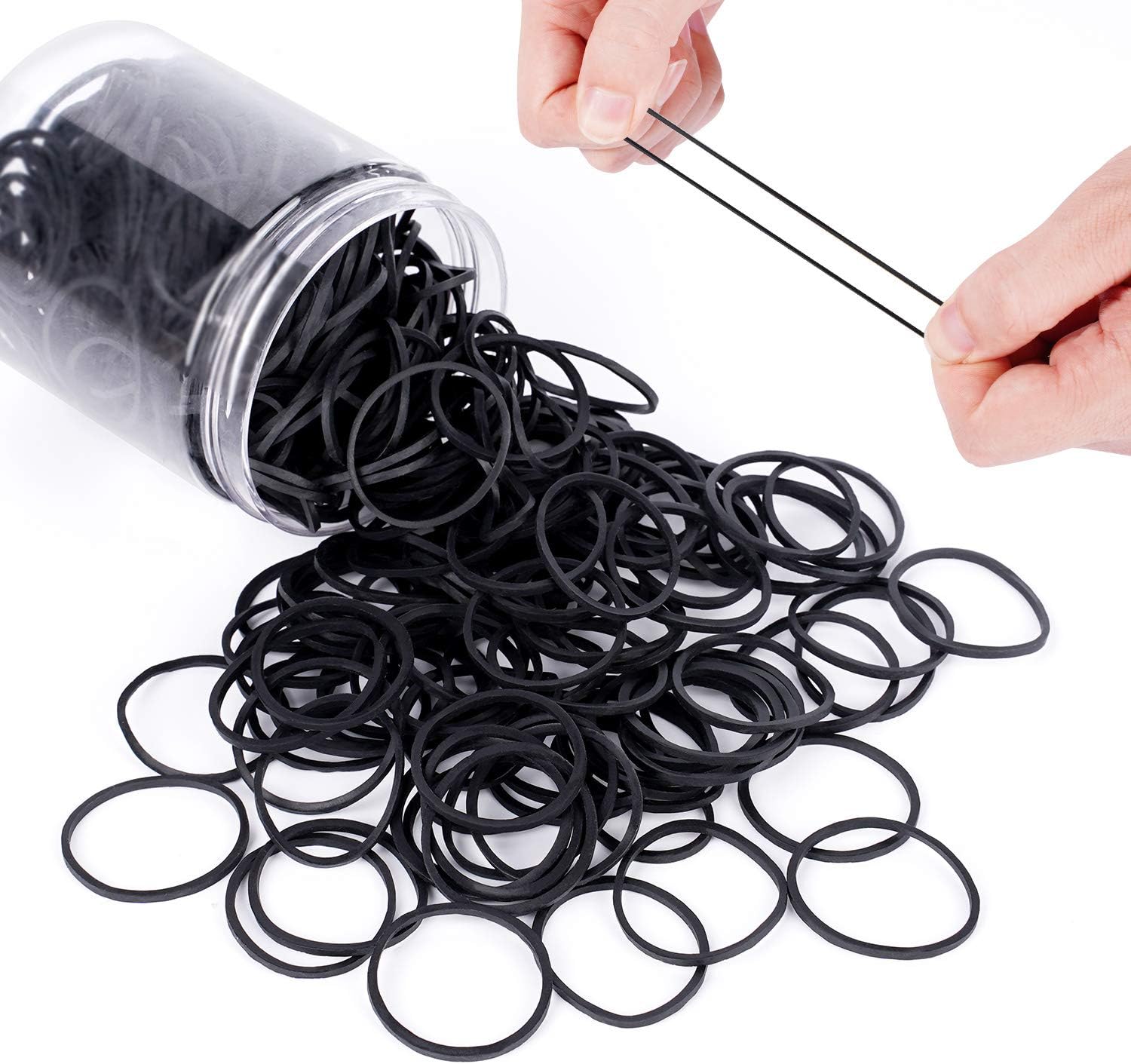 Detalle de HOYOLS Lot de 330 grands élastiques en caoutchouc noir sans latex, 30 mm × 1,6 mm – pour cheveux et bureautique