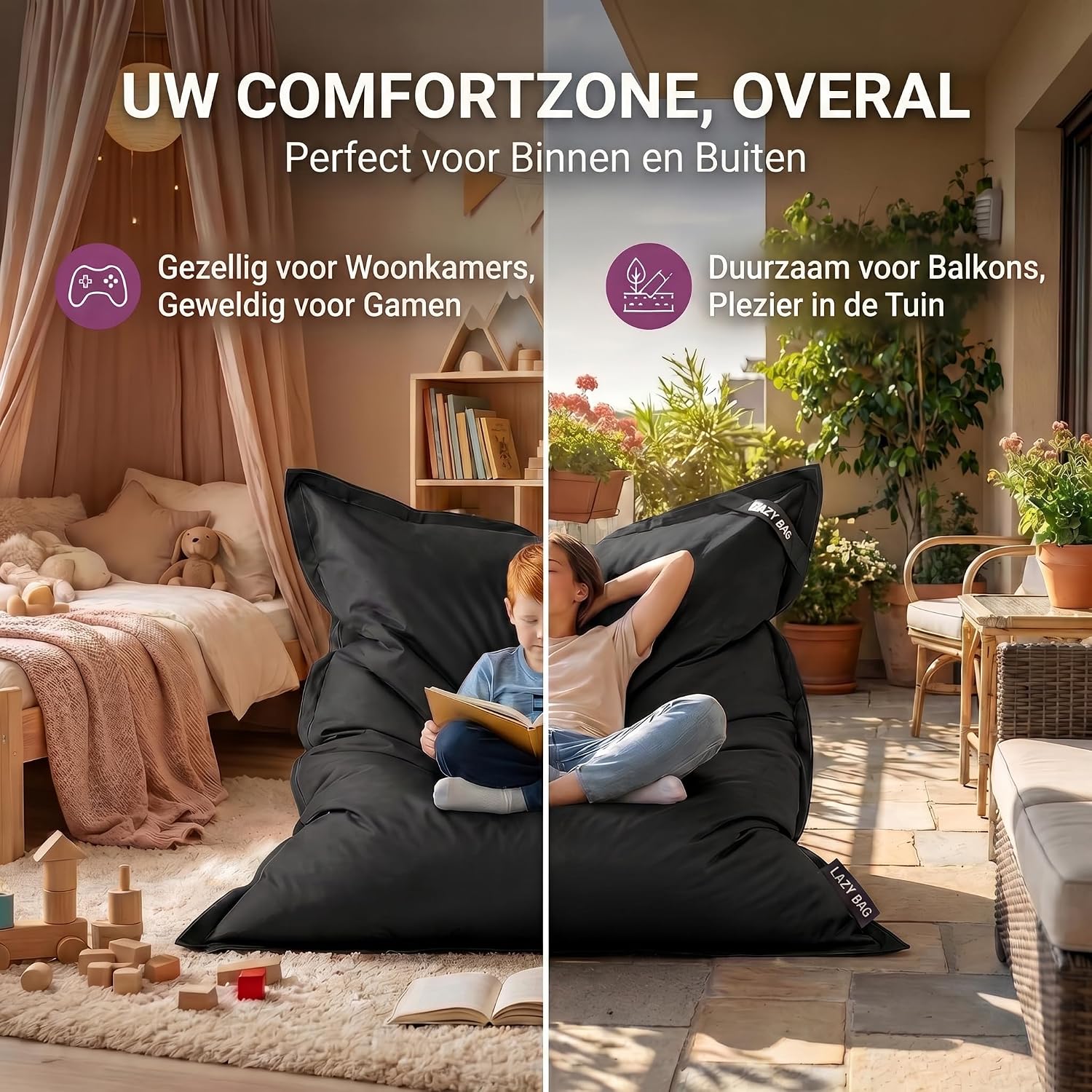 Detalle 2 de Lazy Bag 069a3eb9-d13f-4c42-abeb-c223c69e9971 XL-zitzak 300 liter, nylon