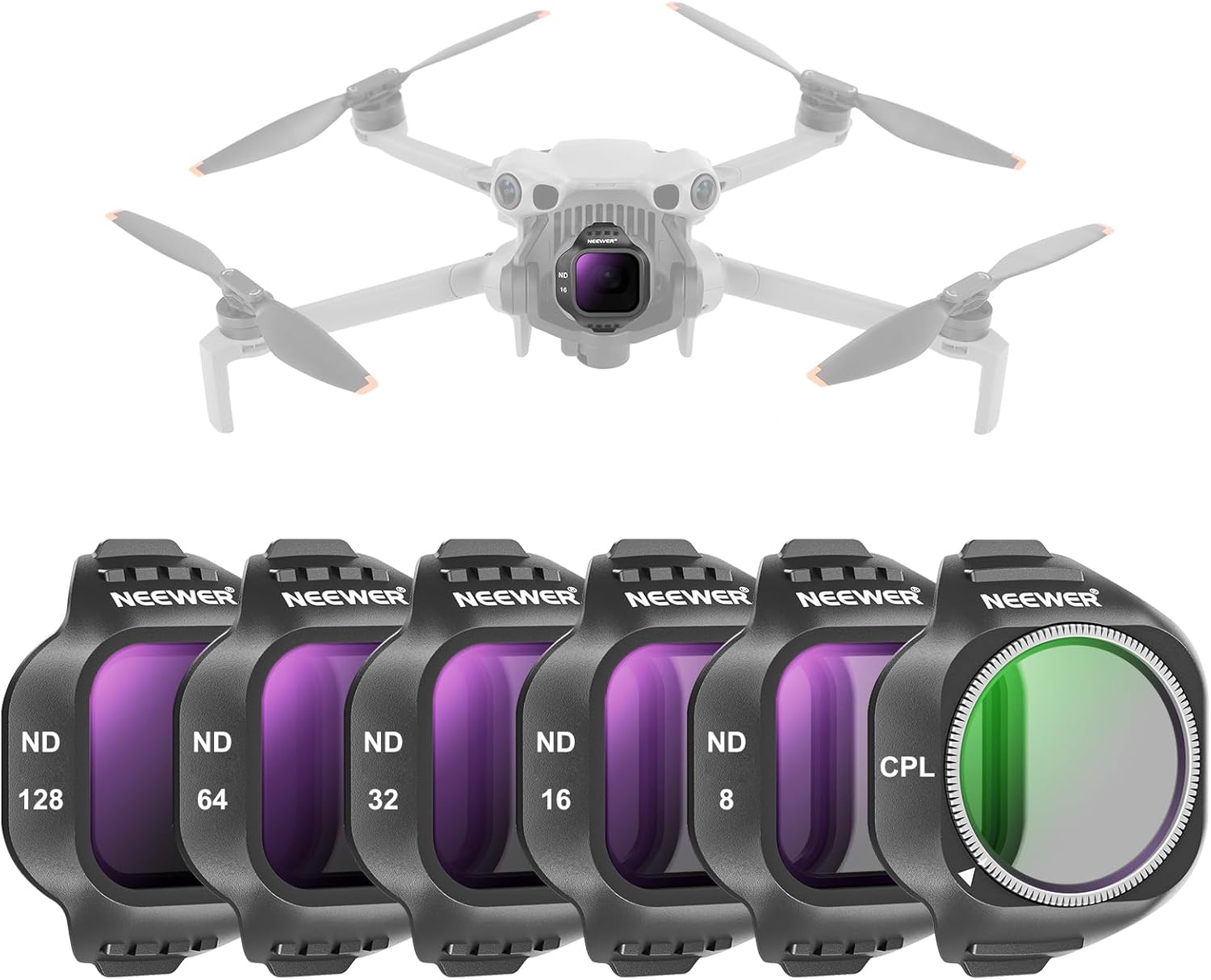 Detalle de NEEWER CPL/ND-Filterset für DJI Mini 5 Pro – Snap-on Rundfilter mit ND8 bis ND128 (6er Pack)