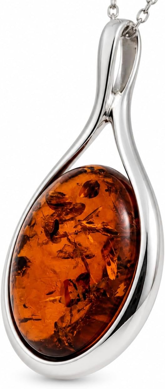 Detalle de Noda 1835 – Ciondolo classico in vera ambra baltica e argento Sterling 925 (senza catenina)