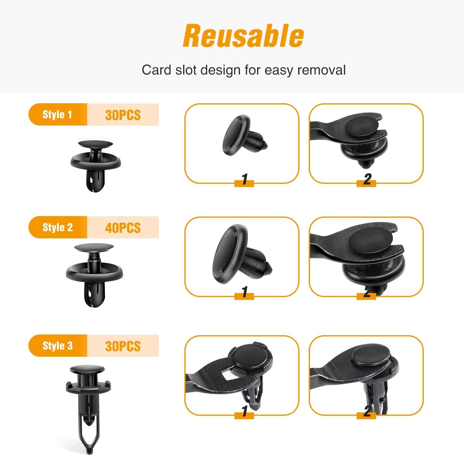Thumbnail 6 de GOOACC 100PCS 7mm & 9mm Push-Type Retainer Clips (with Fastener Remover) for Lexus & Toyota