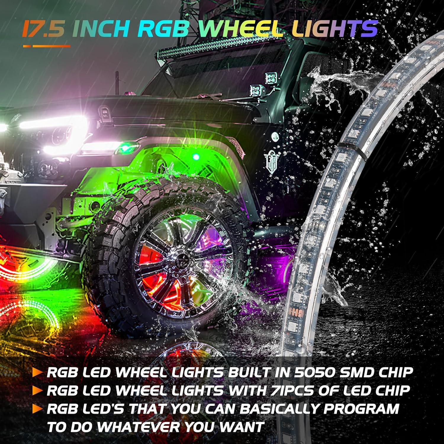 Thumbnail 5 de Nilight 17.5in RGB LED Wheel Ring Lights