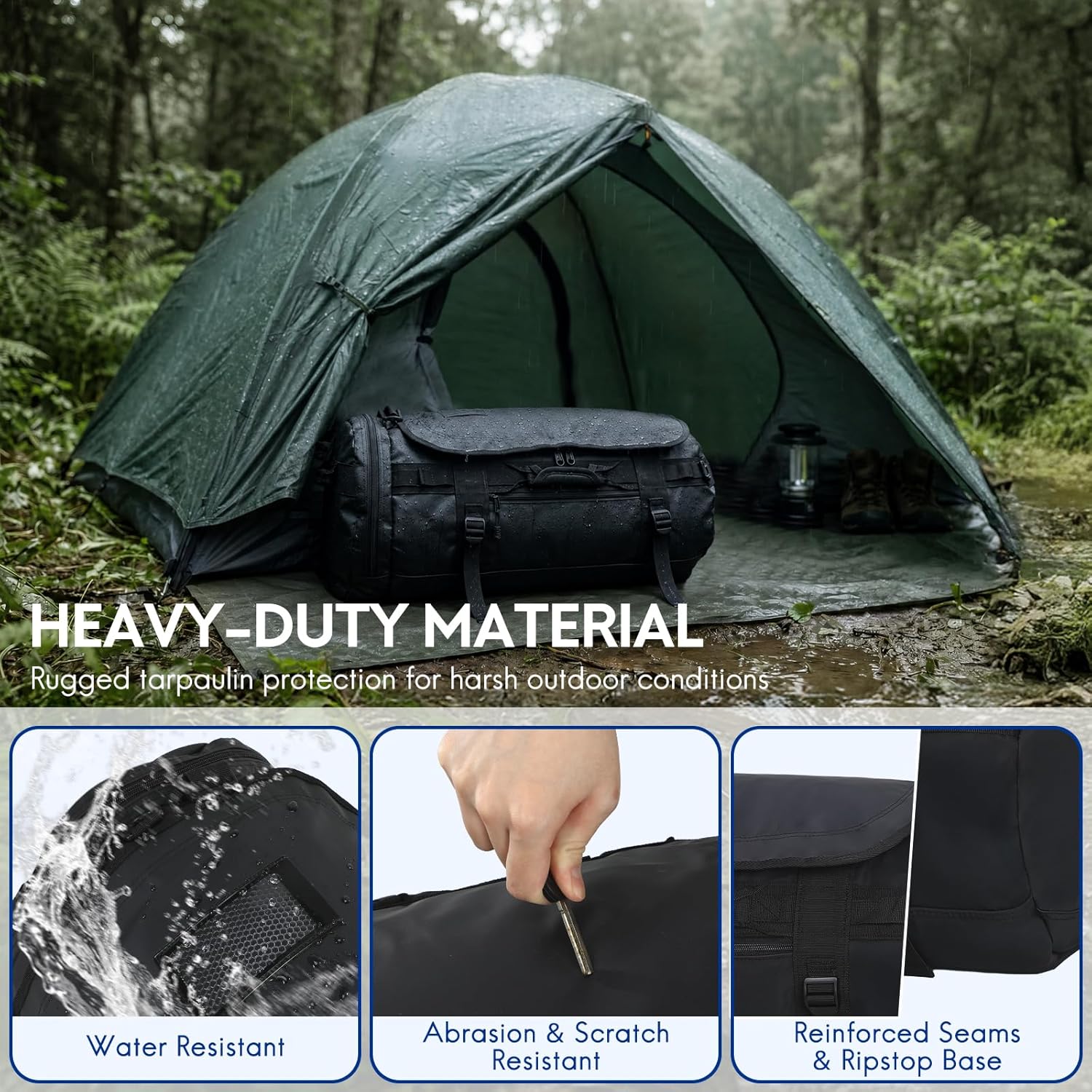 Detalle de Haimont Sporttasche Herren Reisetasche 60L – 3-in-1 Duffle, Schuhfach, wasserdicht