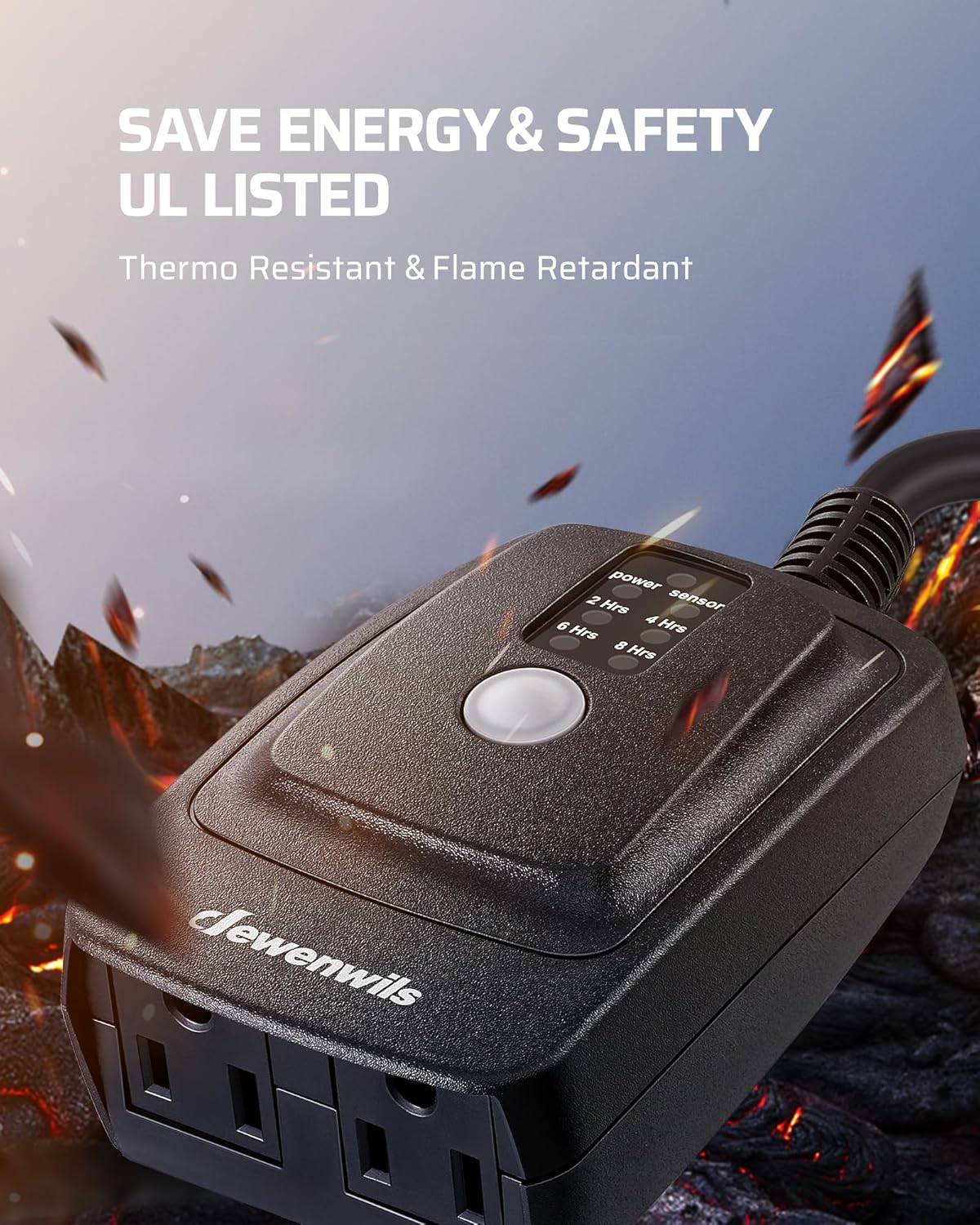 Detalle 2 de Dewenwils ODT12B Outdoor Timer with Remote, 2 Outlets and Dusk Sensor