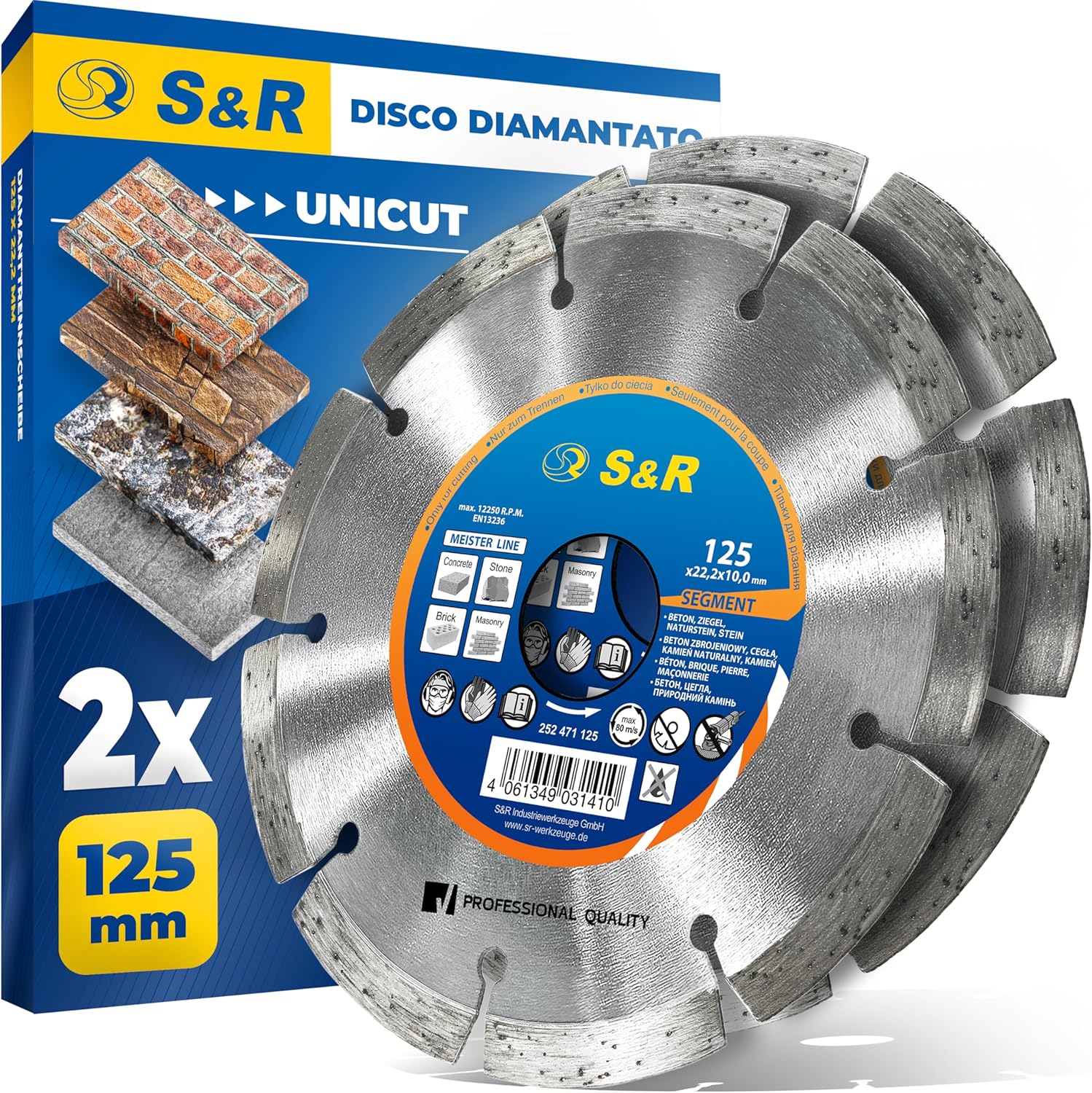 Thumbnail 6 de S&R Disco Diamantato per smerigliatrice 230 x 22,2 mm Turbo a taglio a secco