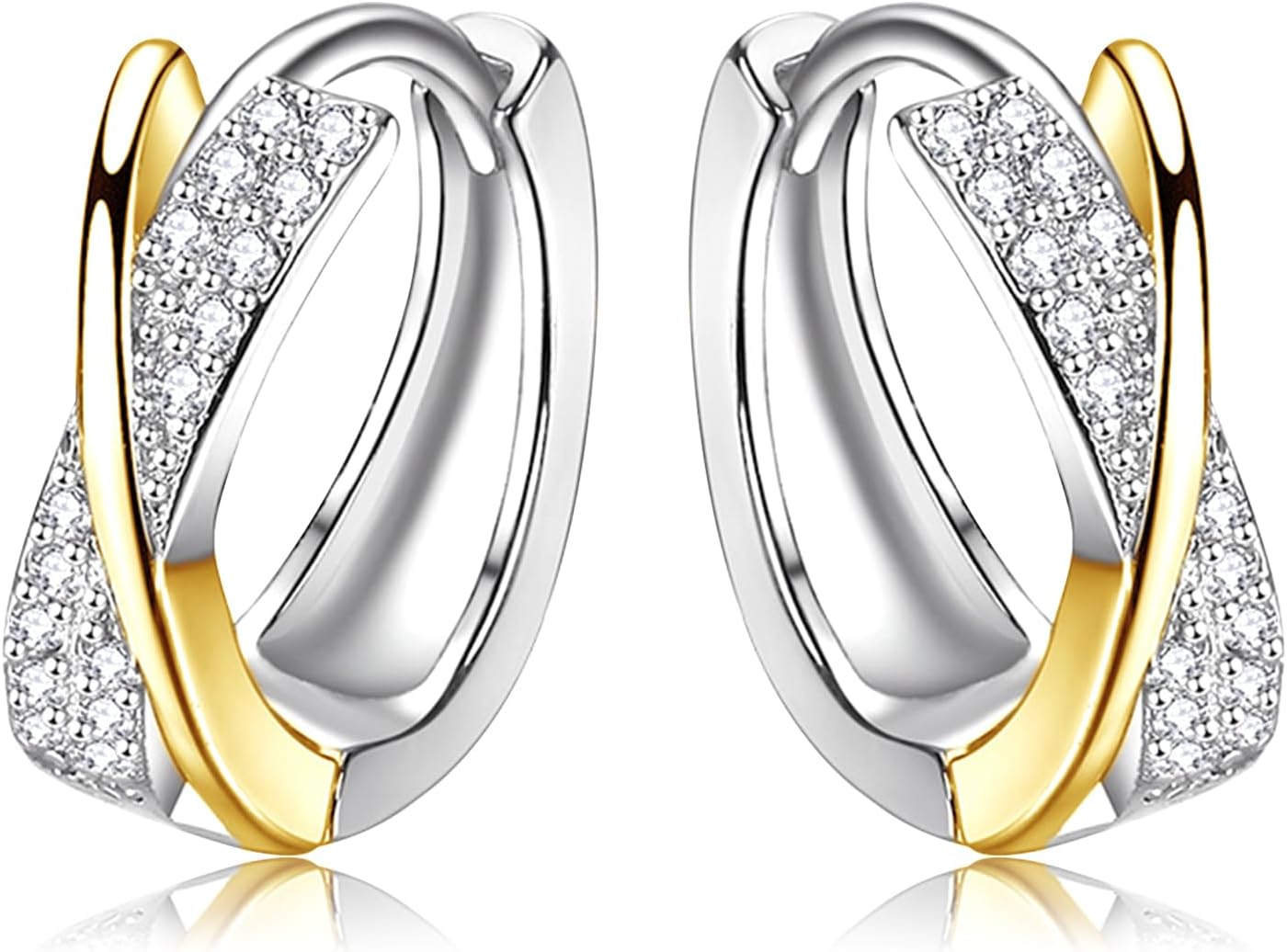 Detalle de Creolen Silber 925 mit Zirkonia – Kleine Huggie Ohrringe (10 mm) für Damen