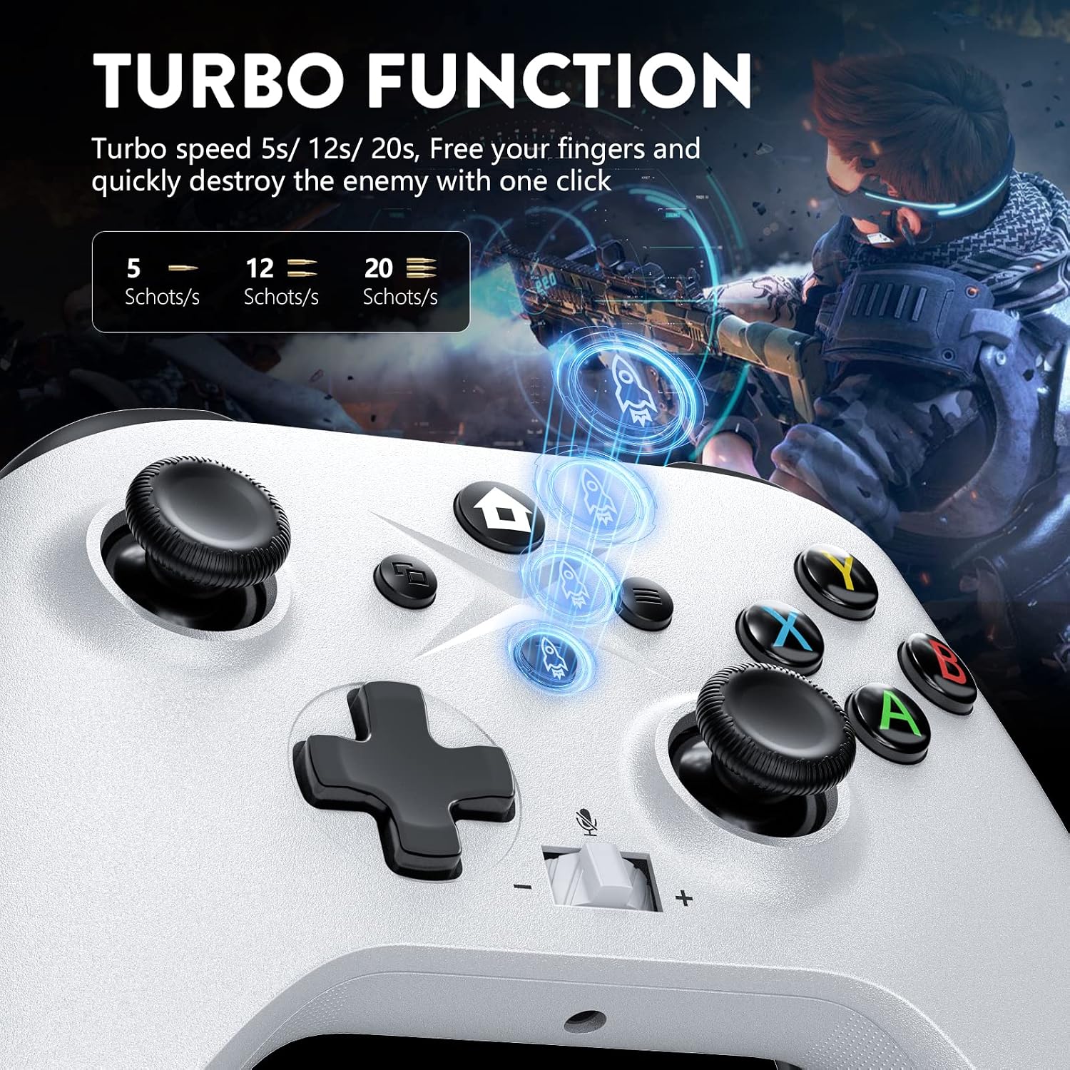 Thumbnail 1 de Dinosoo Wireless Controller für Xbox Series X|S, Xbox One und PC – 2,4-GHz, 1000mAh Akku, Turbo, Makro, 6-Achsen, Audioanschluss