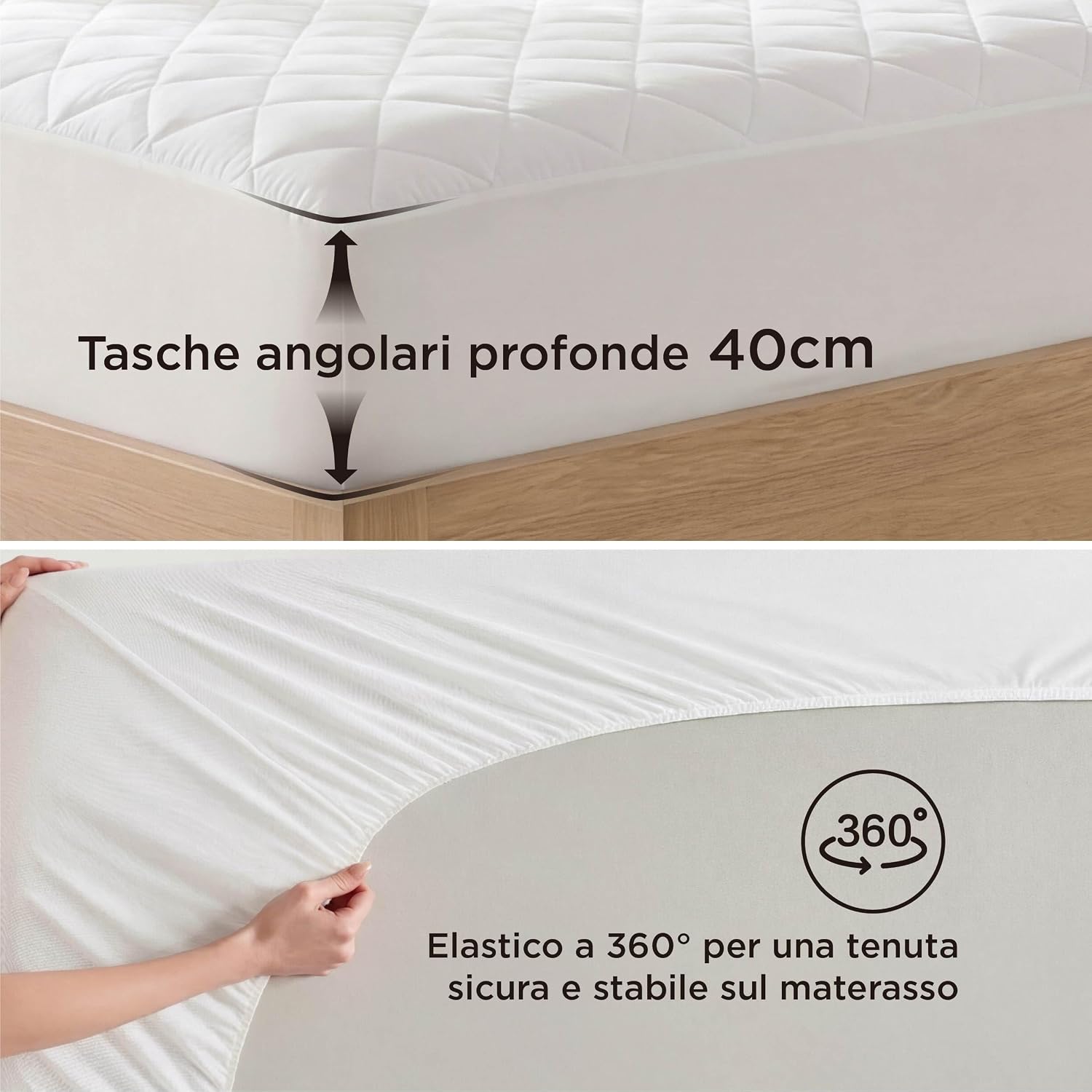 Detalle de Coprimaterasso impermeabile 160x190 cm di BEDSURE: protezione affidabile, comfort quotidiano
