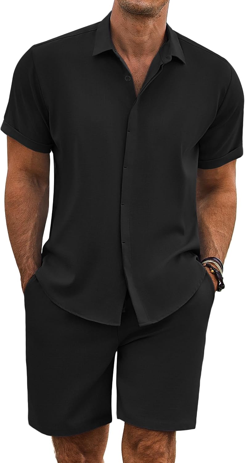 Detalle de COOFANDY Men's Linen Two‑Piece Set 2pc