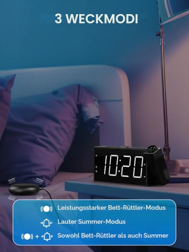 Thumbnail 2 de Mesqool Digitaluhr mit 180° Projektor und Vibrator – Projektionswecker mit Doppel-Alarm und Vibra-Unterstützung
