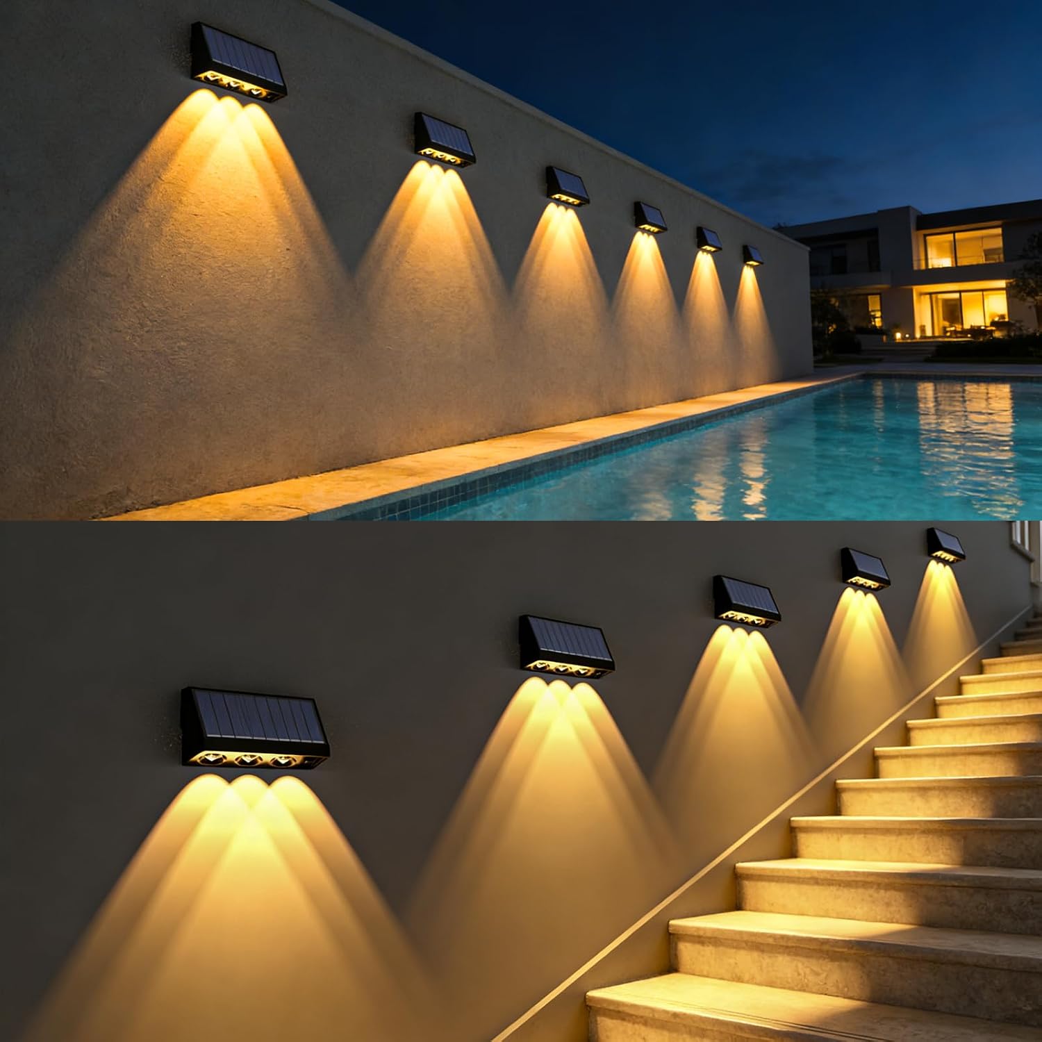 Thumbnail 6 de Wudyfei Solar Fence Lights Outdoor (4 Pack) with 3LED and 3 Convex Lenses, IP65 waterproof solar wall lights